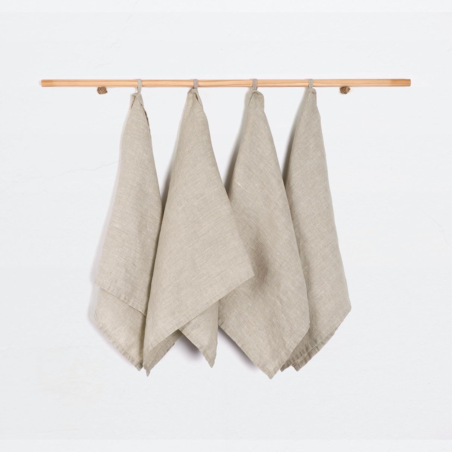 100% Linen Tea Towels - 14 x 28 Inch Pure French Linen Kitchen Dish and Hand Towels (Set of 4) (Natural Linen)