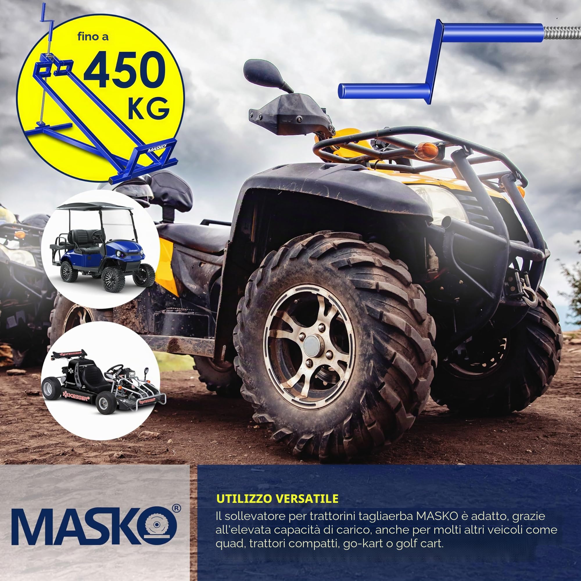 MASKO® Sollevatore per trattorino rasaerba 400kg Dispositivo di sollevamento per tosaerba con guida Sollevatore per trattorino rasaerba Ausilio per la pulizia Piattaforma di sollevamento