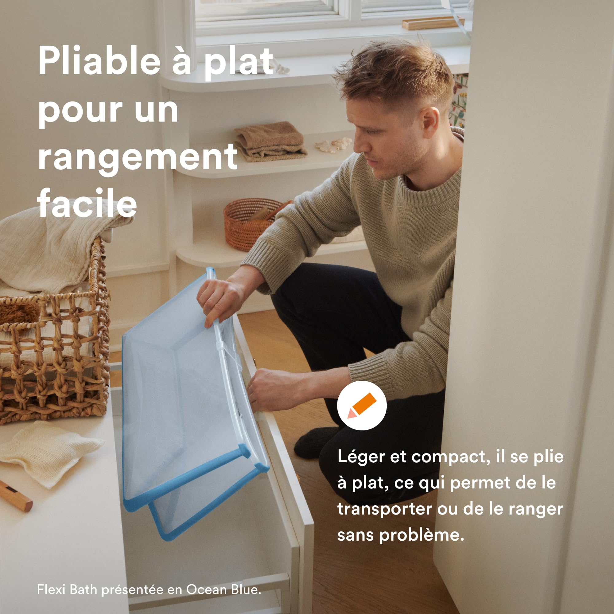 Stokke Flexi Bath (Sandy Beige) avec Support nouveau-nés - Bain bébé pratique maison voyage - jusqu'à 48 mois