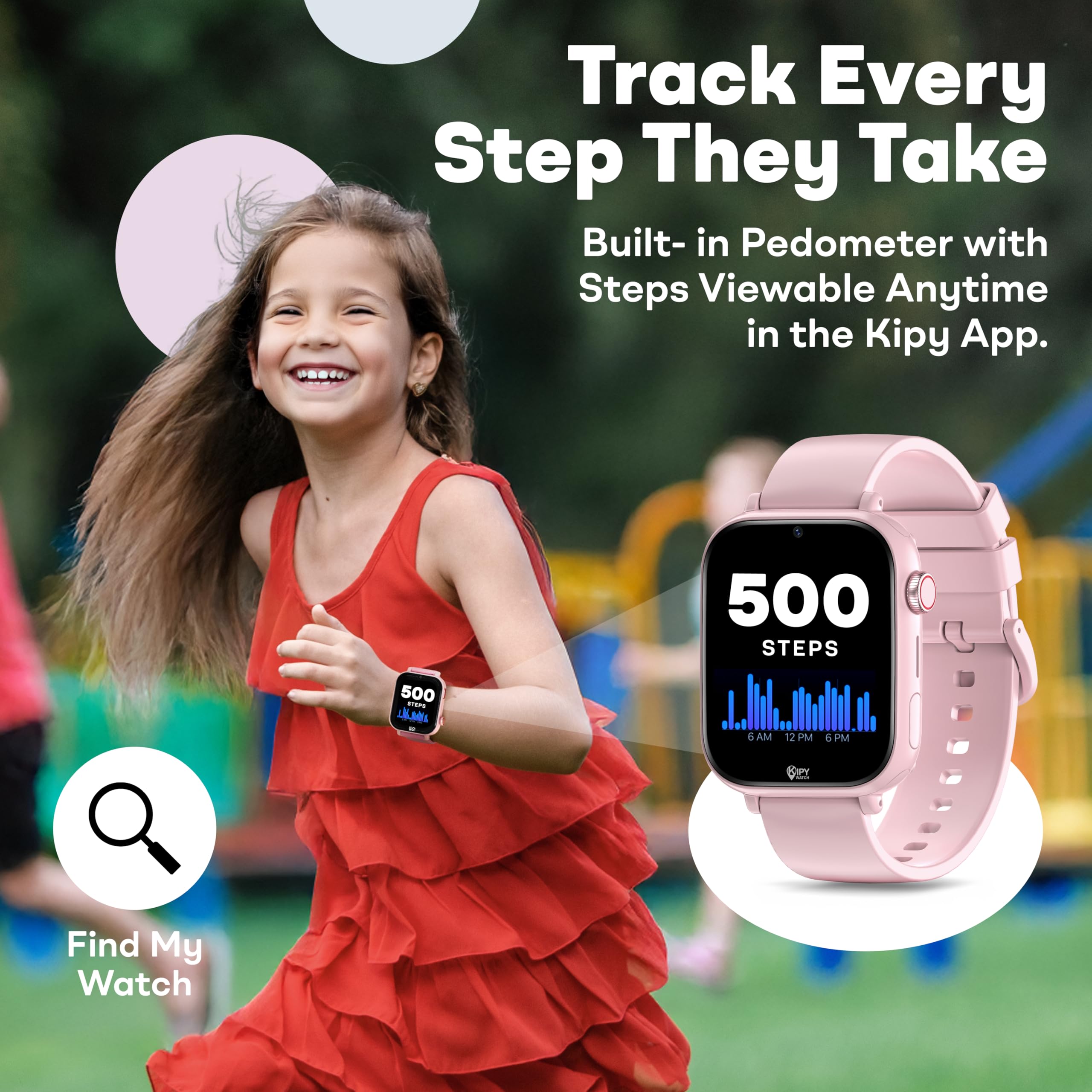 Kipywatch Smart Watch per bambini – Smart Watch per bambini con GPS Tracker e allarme zone sicure – SMS, voce e videochiamata – con modalità scuola – App genitori, abbonamento richiesto, regali per