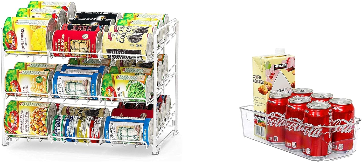 Simple Houseware Stackable Can Rack Organizer + Kitchen Bin