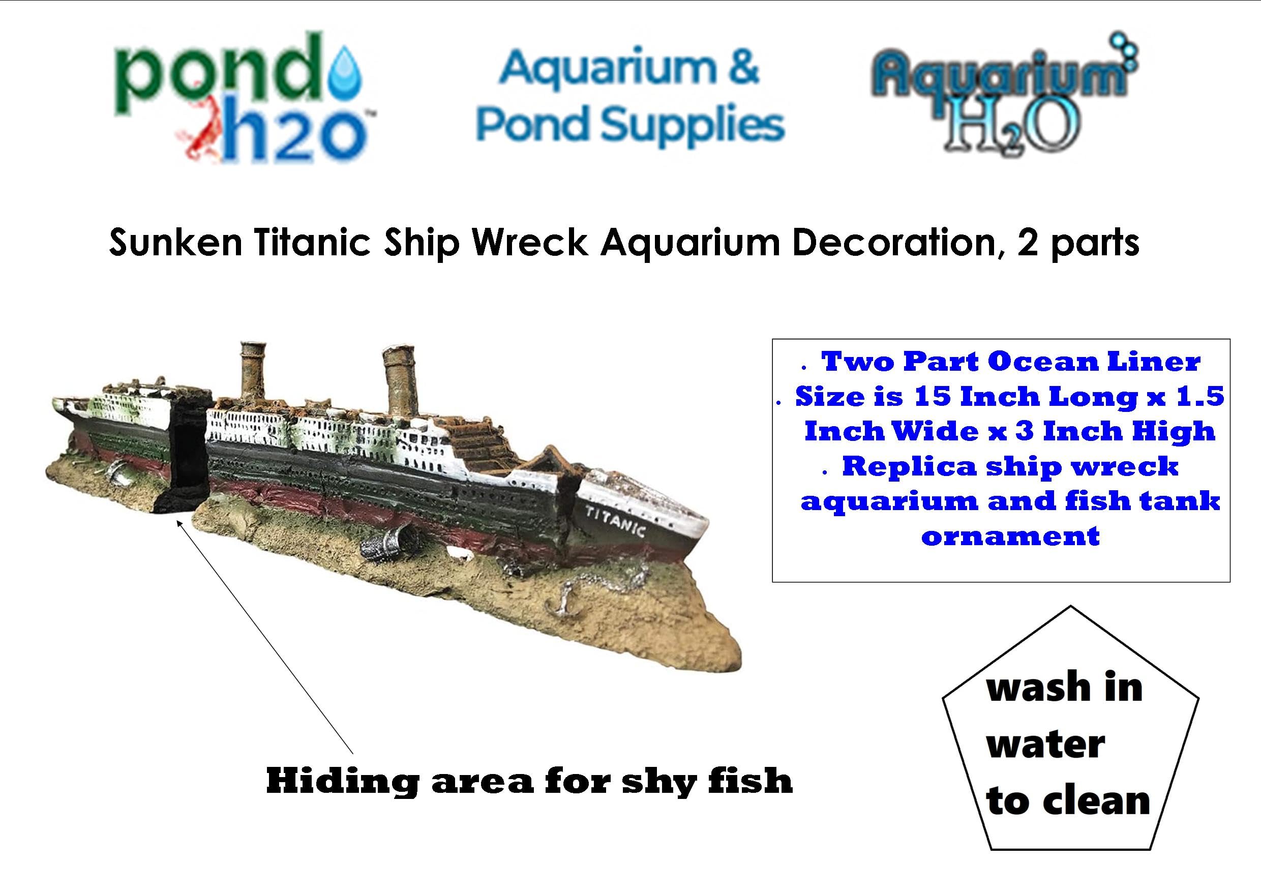 Sunken Titanic Ocean Liner Ship Wreck Aquarium & Fish Tank Decoration Ornament, 2 Parts, Aquarium Cruise Ship Shipwreck Decorations Fish Tank Ornament, Resin Material Sunken Ship