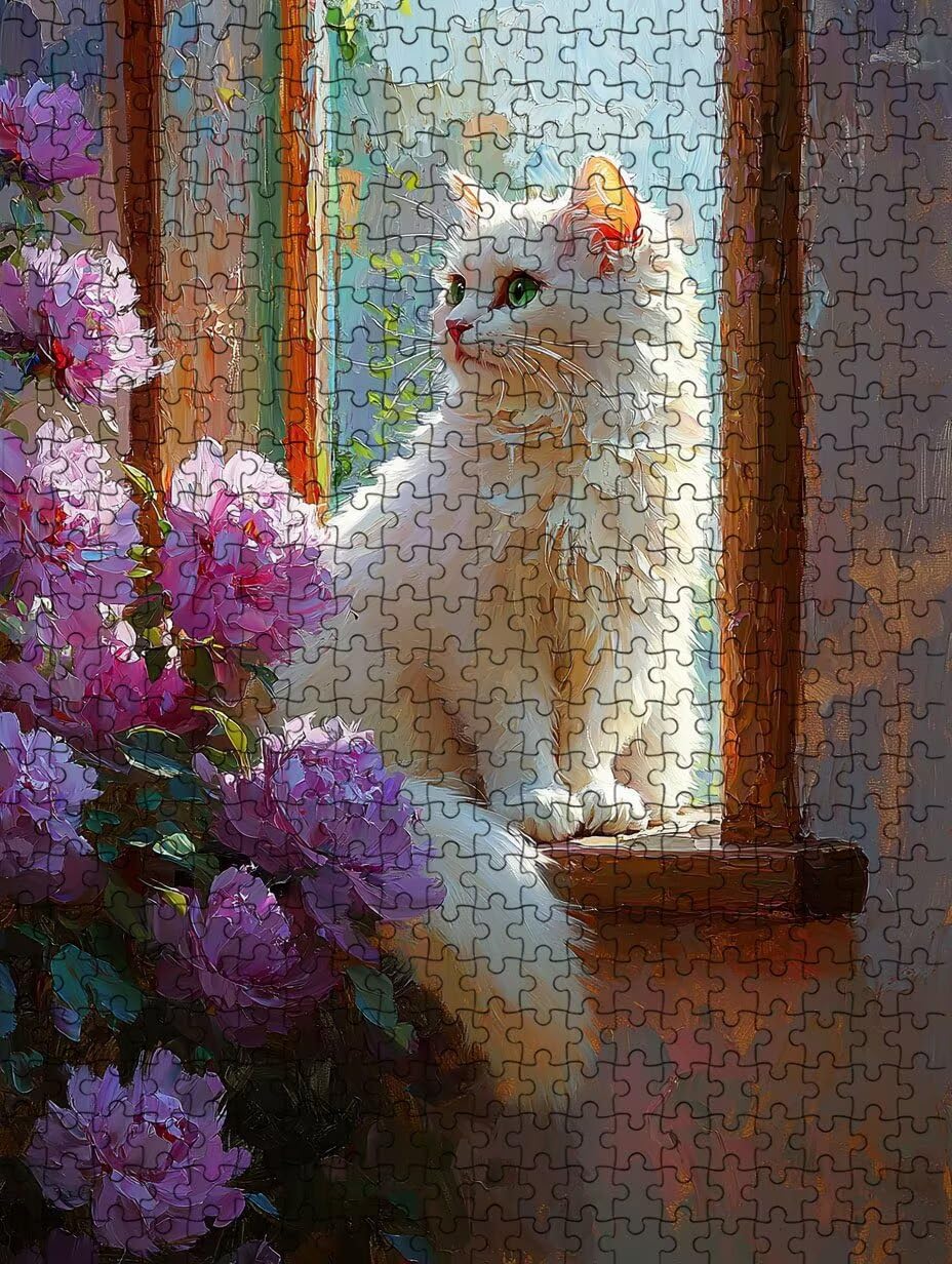 Peony Katze Puzzle 6000 Teile, Klassische Puzzles, Geschicklichkeitsspiel Puzzle für Erwachsene, Puzzlespiele für Die Ganze Familie, Mit Schöner Verpackung, Dekoration Puzzles DX0YL3-717