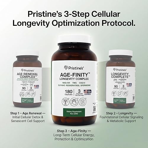 Miniatura 4 de PRISTINE'S Age Finity NAD+ Suplemento de optimización celular - NAD, NR, TMG, CoQ10, GlyNAC, Resveratrol, espermidina - Energía celular y apoyo