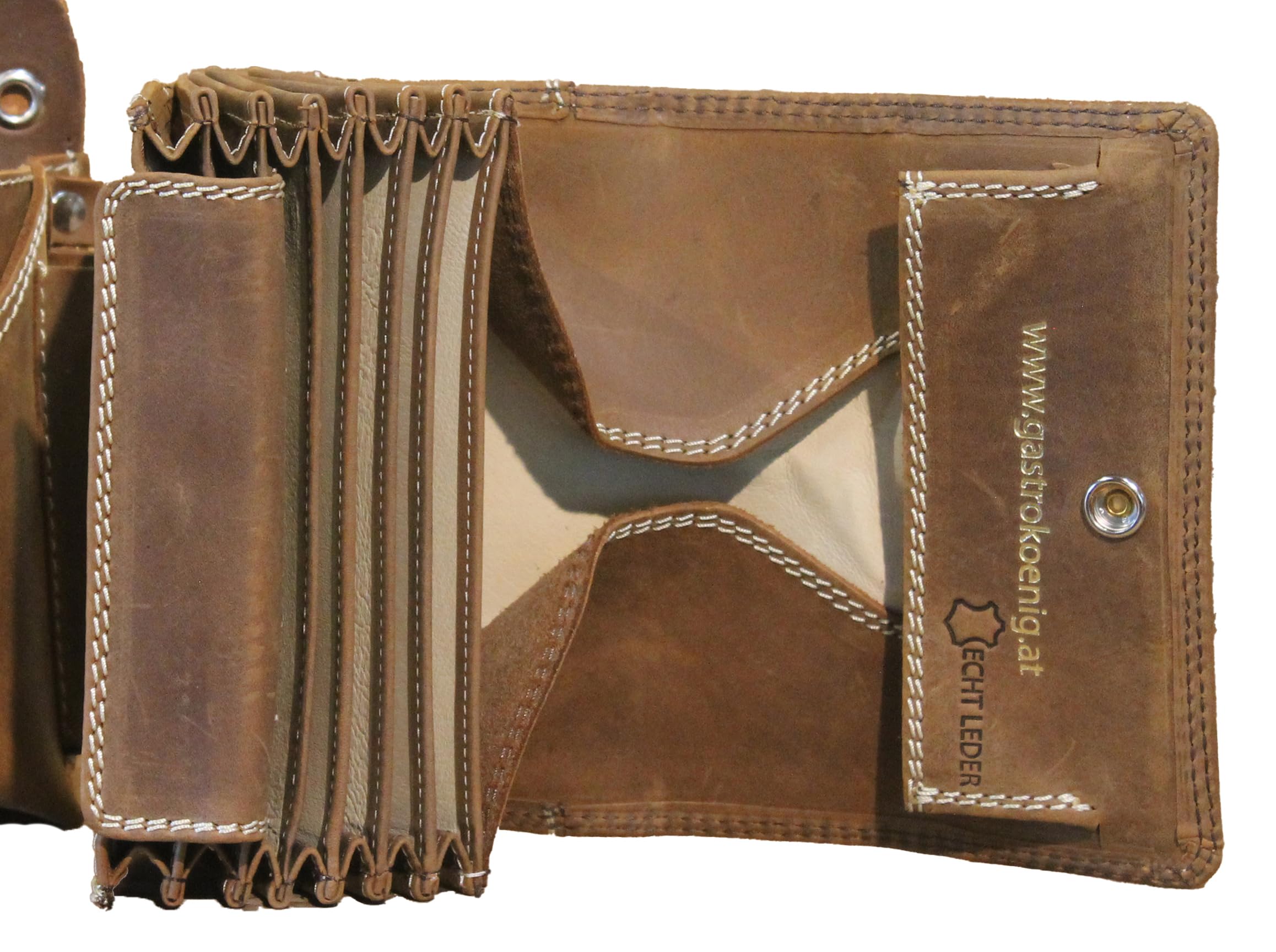 Kellnertaschen-Set, das Original, GARANTIE lebenslang, Kellnergeldtasche, Kellner-Portemonnaie, Kellnerbörse aus Leder, für Männer und Frauen (Antik)