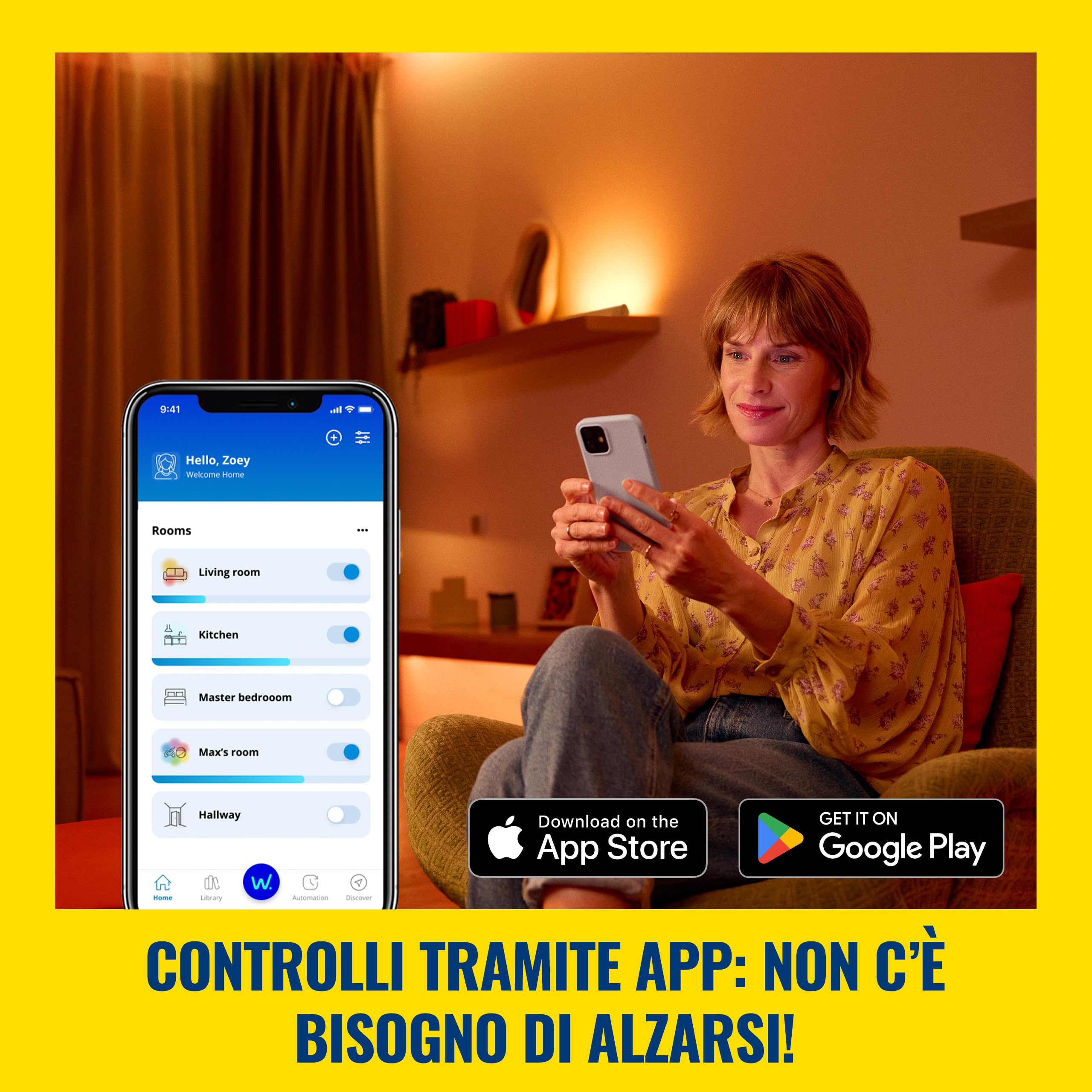 WiZ Wi-Fi Smart Plug, Tipo F, 230 V, 50 Hz, Installazione Facile, Certificazione Matter, Controlli Connessi, Comandi Vocali, Funziona con Alexa, Google Home e Apple Home, Confezione da 4