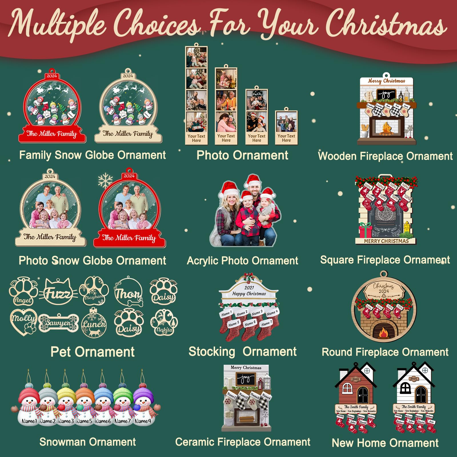 Personalized Photo Christmas Ornaments Family Picture Custom Wooden Ornament for Xmas Tree Hanging Decorations Gifts