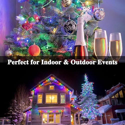 Miniatura 8 de Guirnalda de 240 luces LED multicolor de 88 pies para interiores y exteriores, luces conectables para árbol de Navidad, impermeables, 8 modos con