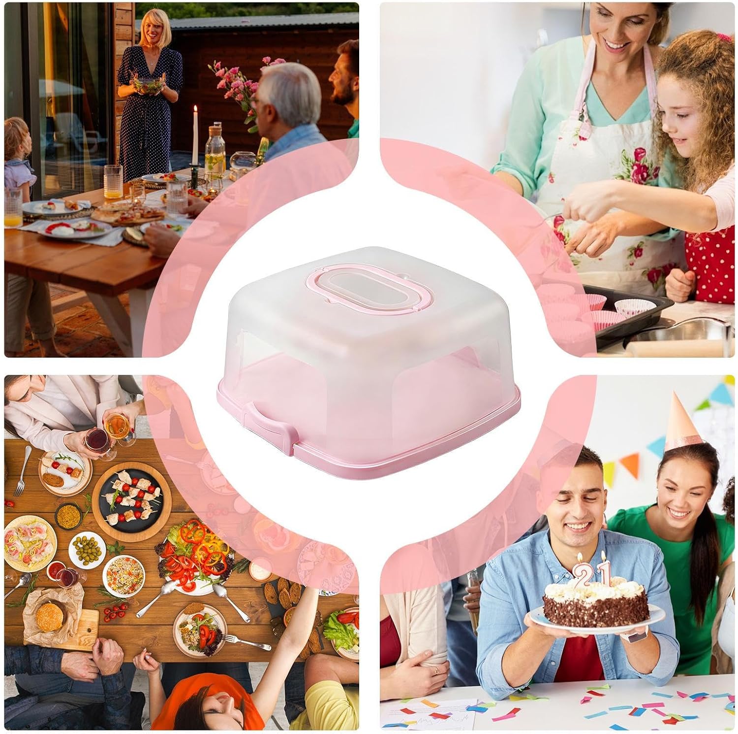 Round Cake Carrier, Clear Reusable Cake Keeper for CakeTransport and Display, Pp Construction with Sturdy Design, 10-Inch Container for Muffins, Desserts, Bread, and Fruit
