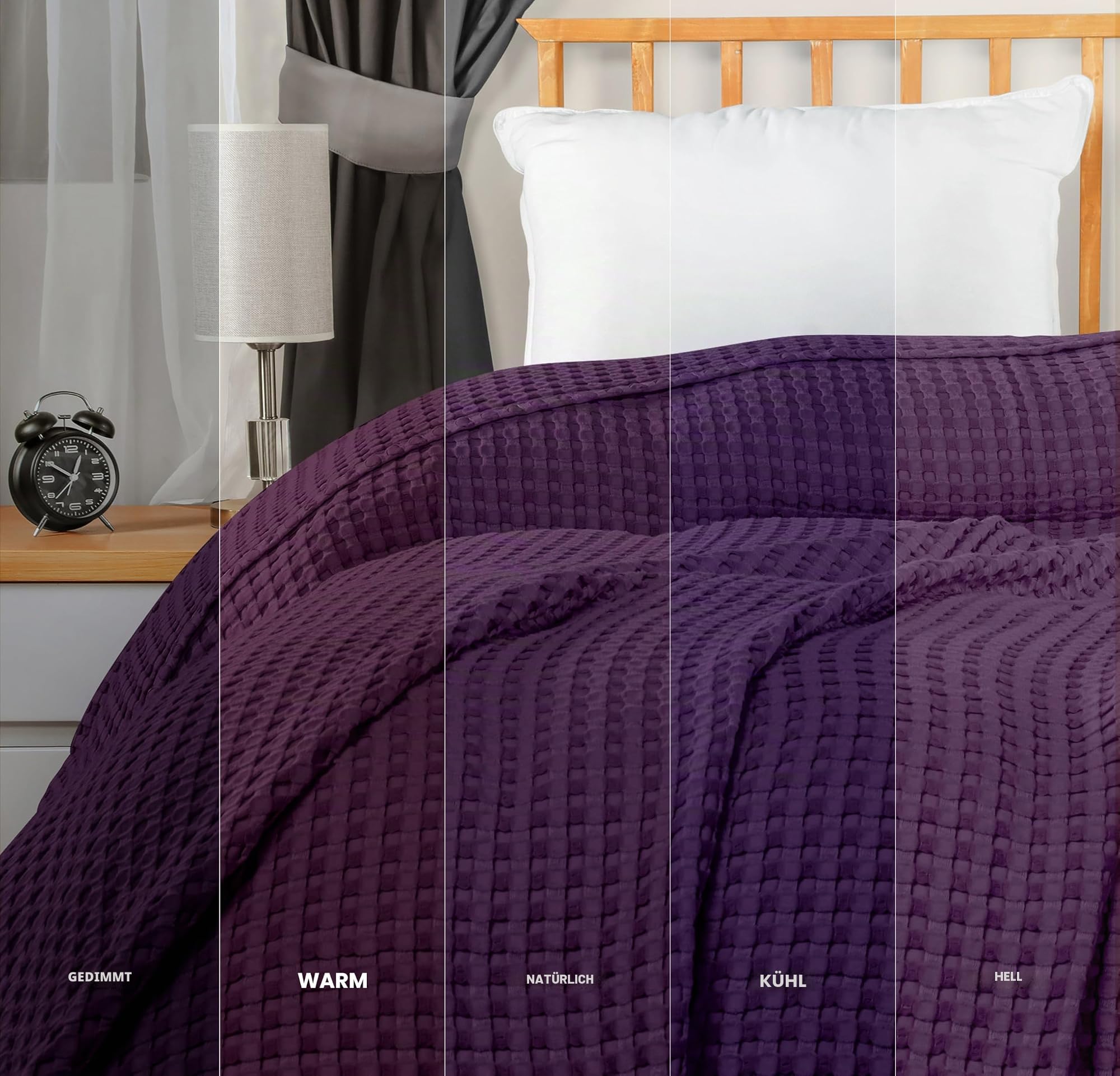 Utopia Bedding Baumwoll WaffeldeckeSM (Pflaume - 228 x 228 cm) – Bild 3