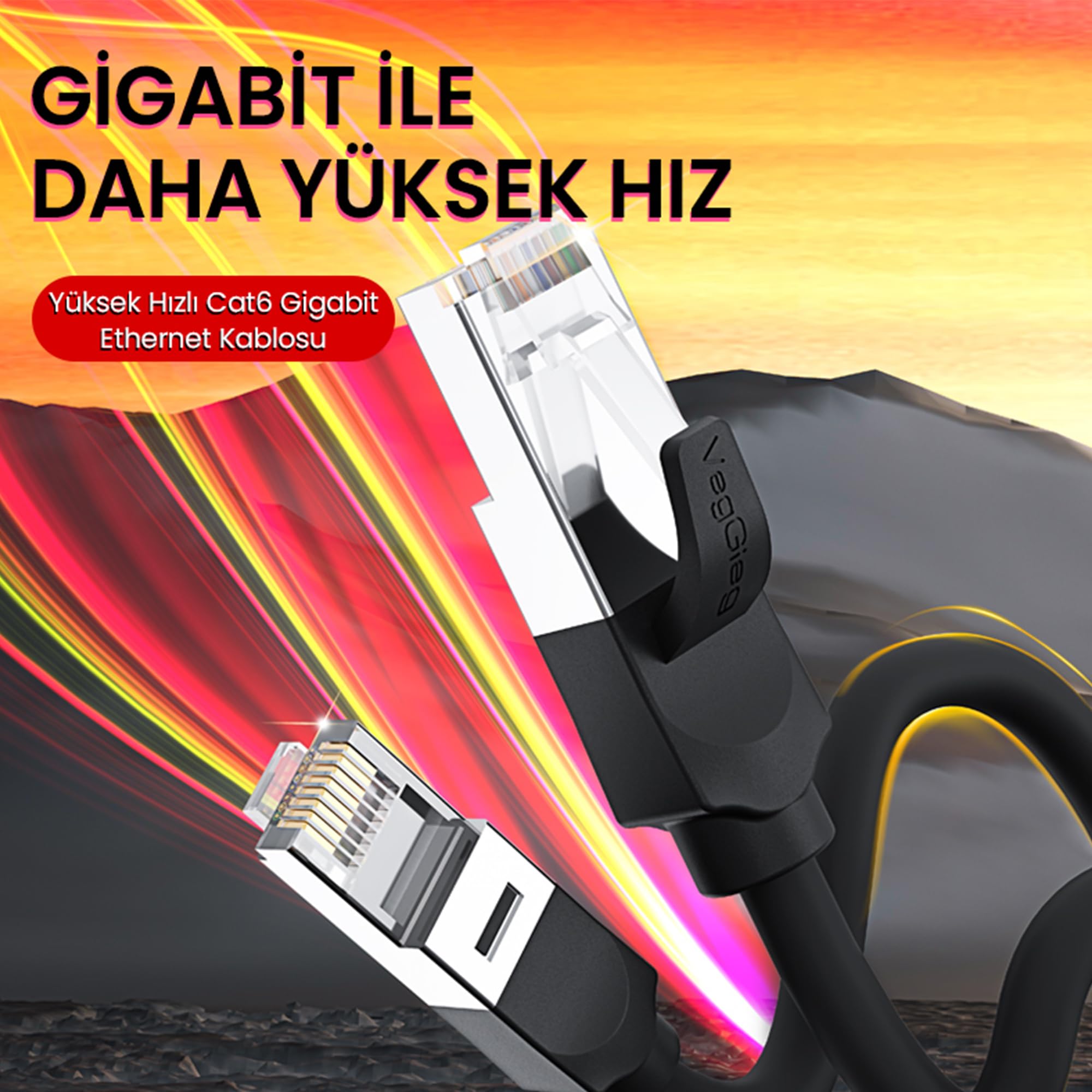 VegGieg Cat6 1000Mbps Gigabit FTP RJ45 Ethernet Ağ Kablosu 10 Metre