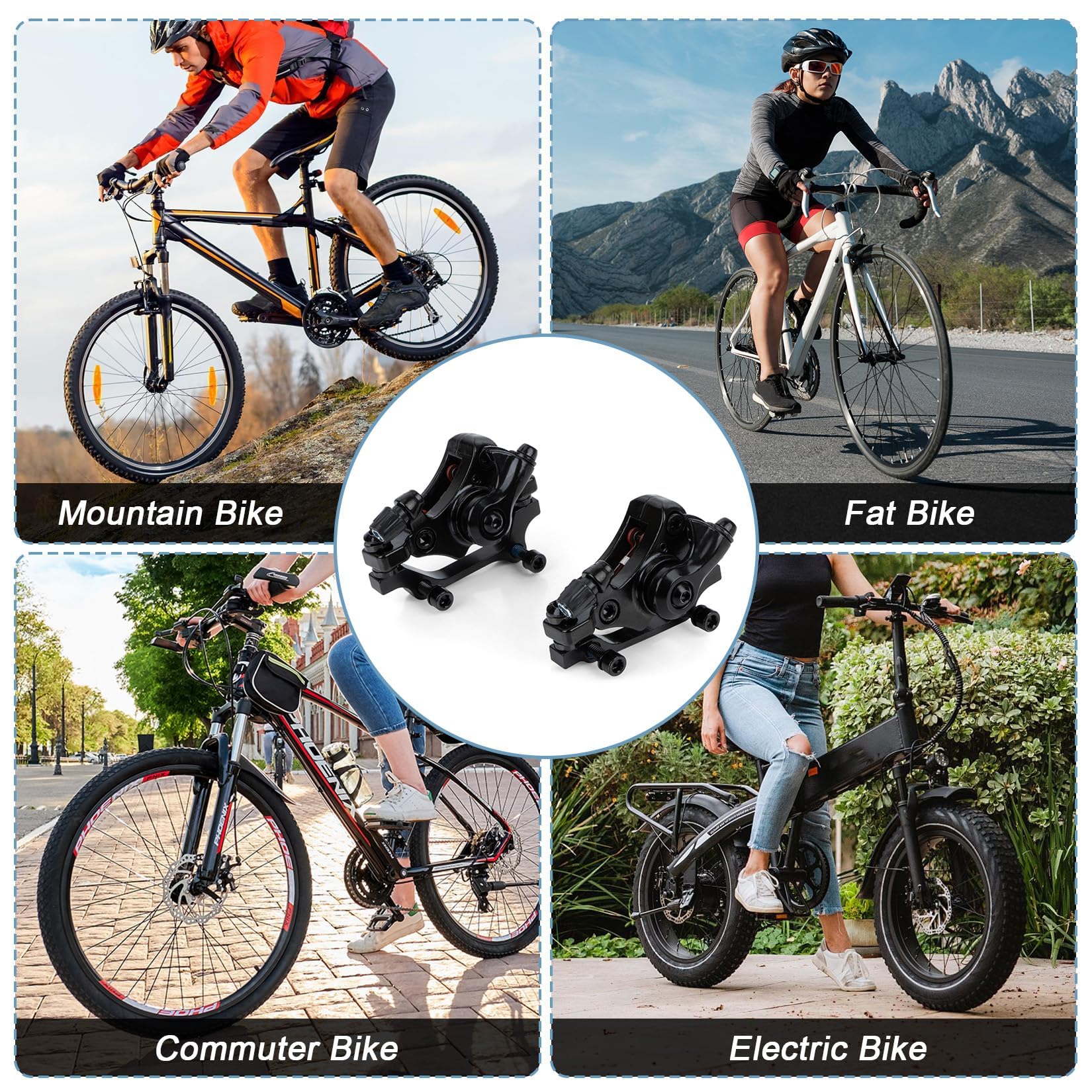 PSLER Kit Freni per MTB - Freni a Disco Meccanici Anteriori e Posteriori Universali per Mountain Bike con Rotori da 160 mm, Bici Pieghevoli, Bici da Strada, Pinza in Lega di Alluminio