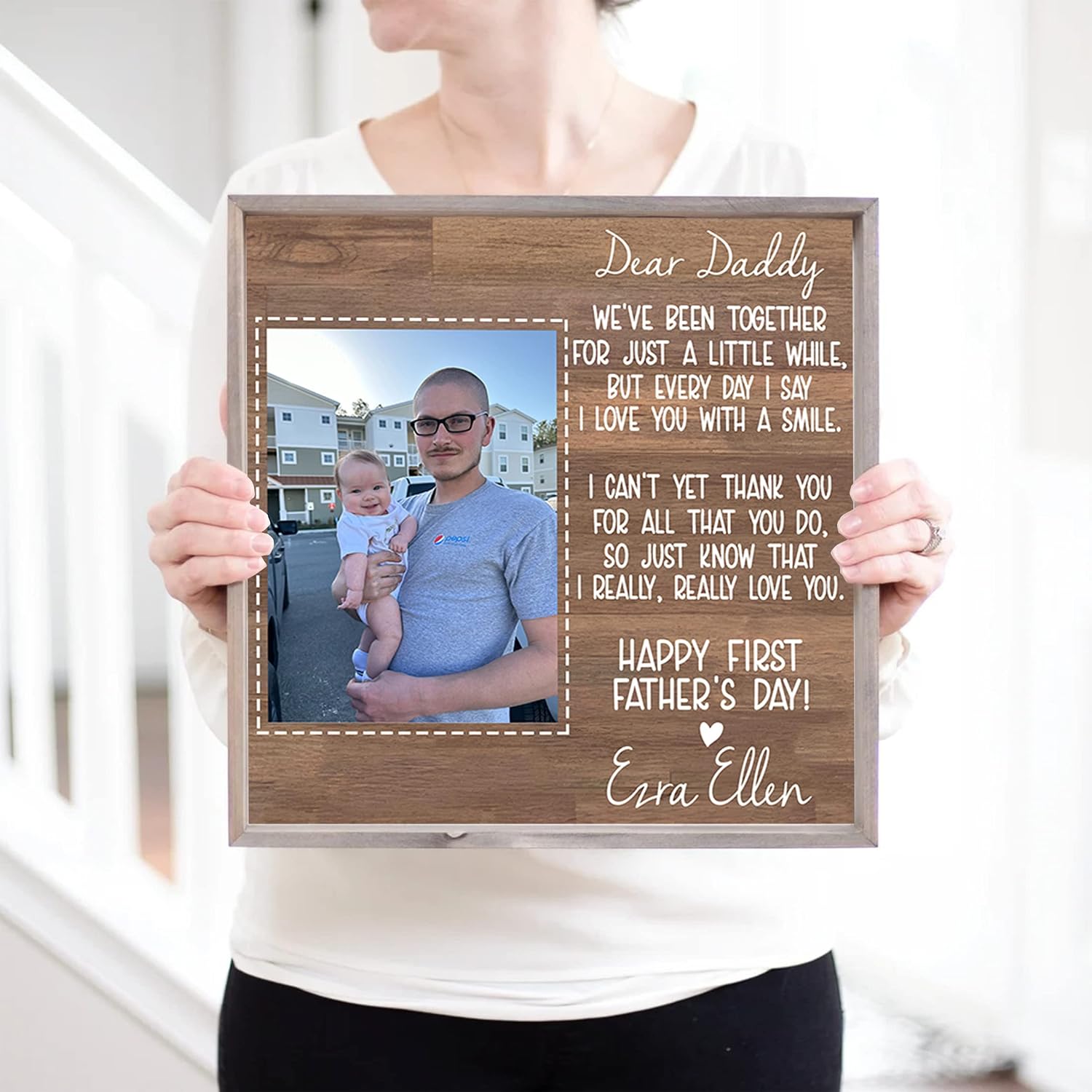 Father Gift, Dad Gift, Custom First Father's Day Picture Frame Gifts for 1st Fathers Day from Baby First Fathers Day Gift- Personalized First Father's Day 2023 Wood Sign Frame , Fathers Day For Daddy