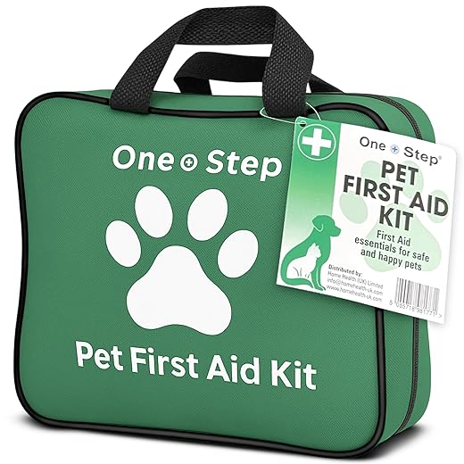 One Step Pet First Aid Kit, Includes Over 80+ Premium Items, Tick Remover, Syringe, Vet Wrap, Bandages, Wipes, Travel Sized First Aid For Dogs, Cats and all Other Pets