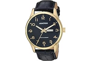 Men's Day Date Wrist Watch with Black Leather Strap (20/5355BKGPBK)