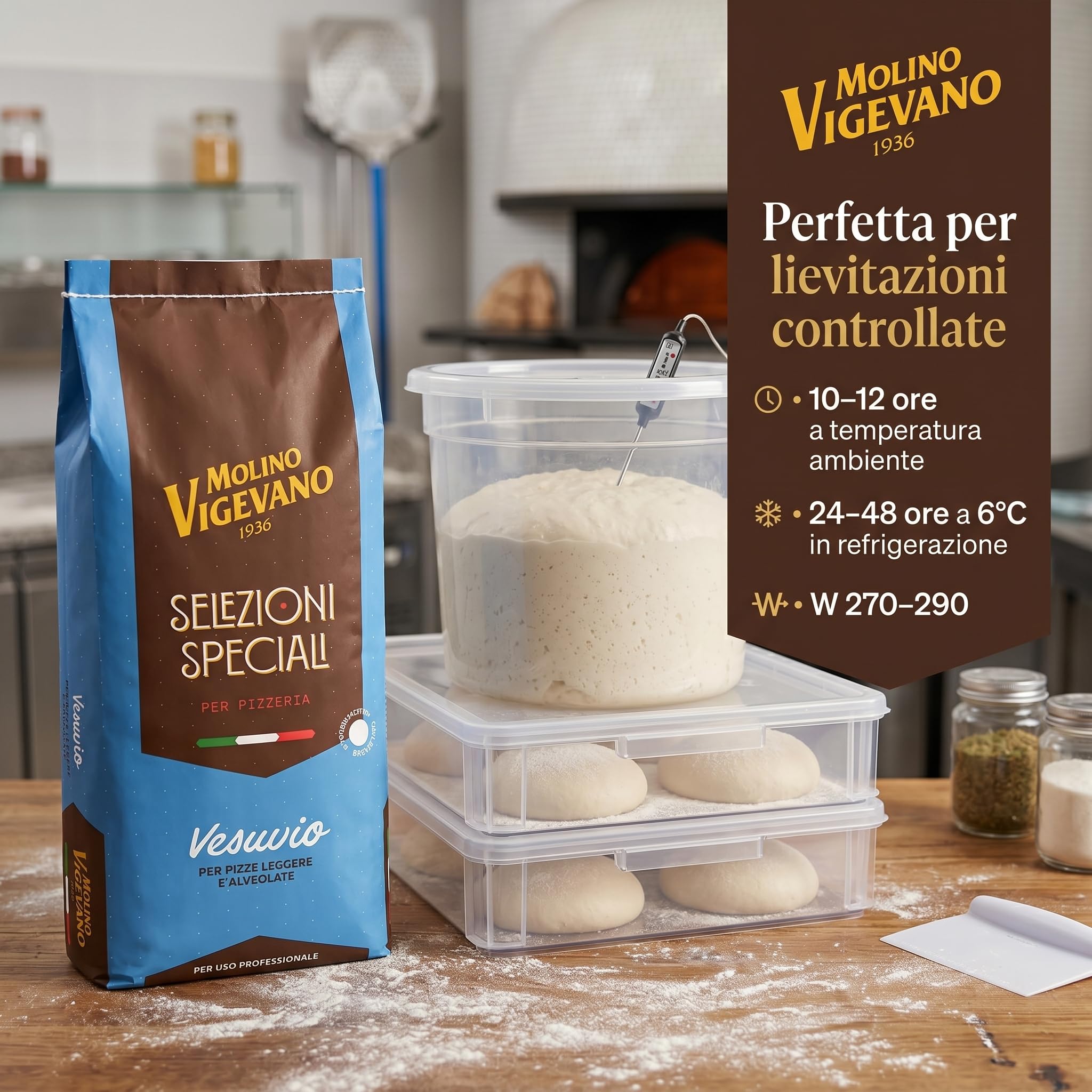 Molino Vigevano | Vesuvio Farina 0 Ideale per Pizza e Preparazioni a Media Lievitazione e Pizza Napoletana Contemporanea (10 kg)