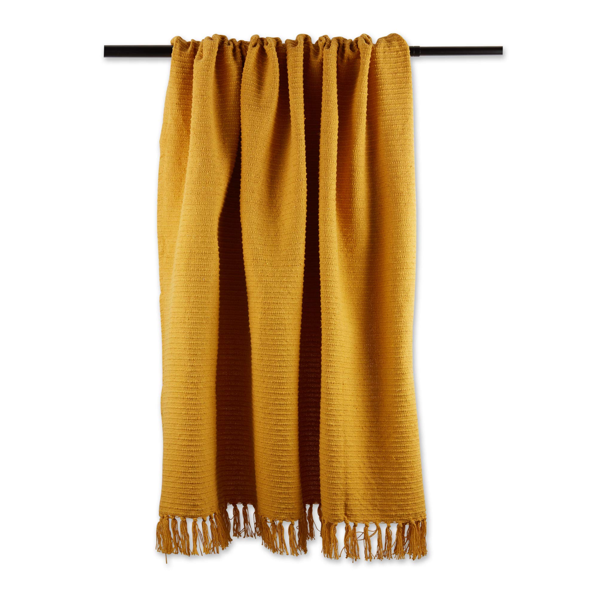 DIISolid Ribbed Collection Cotton Throw Blanket, 50x60, Honey Gold