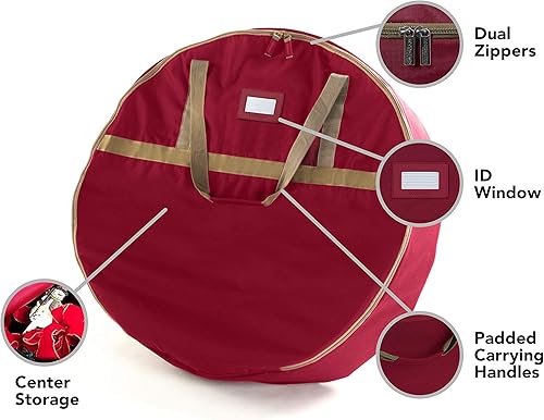 Miniatura 3 de Covermates Keepsakes - Bolsa de almacenamiento para coronas de Navidad, poliéster resistente, bolsa interior, tiradores de doble cremallera,