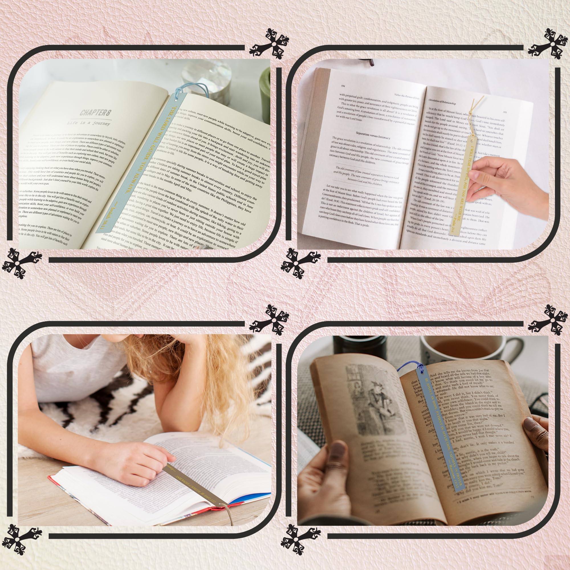 20 marcapáginas cristianos de cuero para adultos | Lindos, marcadores de página, versículos escritos, religiosos, Biblia inspiradora, marcadores de libro (tono frío-1)