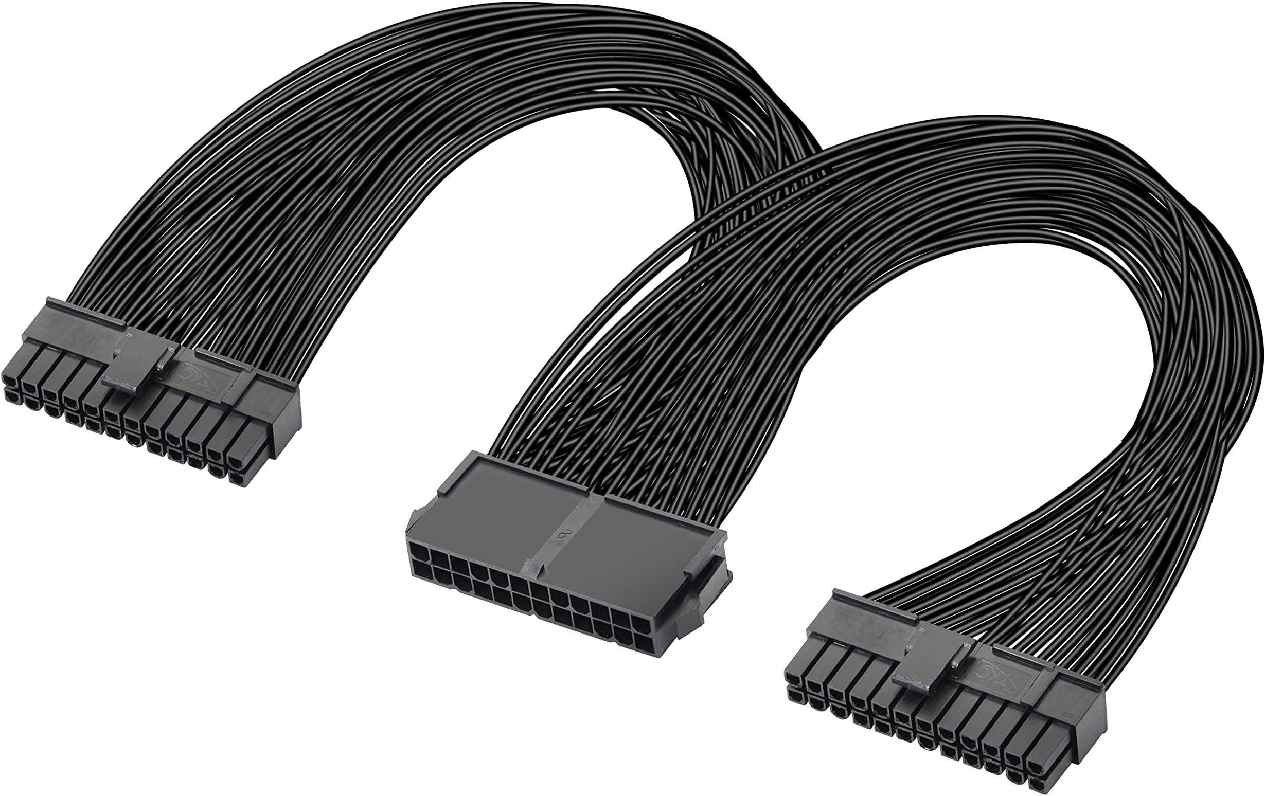 GELRHONR PSU Power Supply 24-pin ATX Motherboard Splitter Cable,24pin(20+4) for Dual ATX Motherboard Extension Cable PSU Female to Male Y Adapter Cord -1Ft