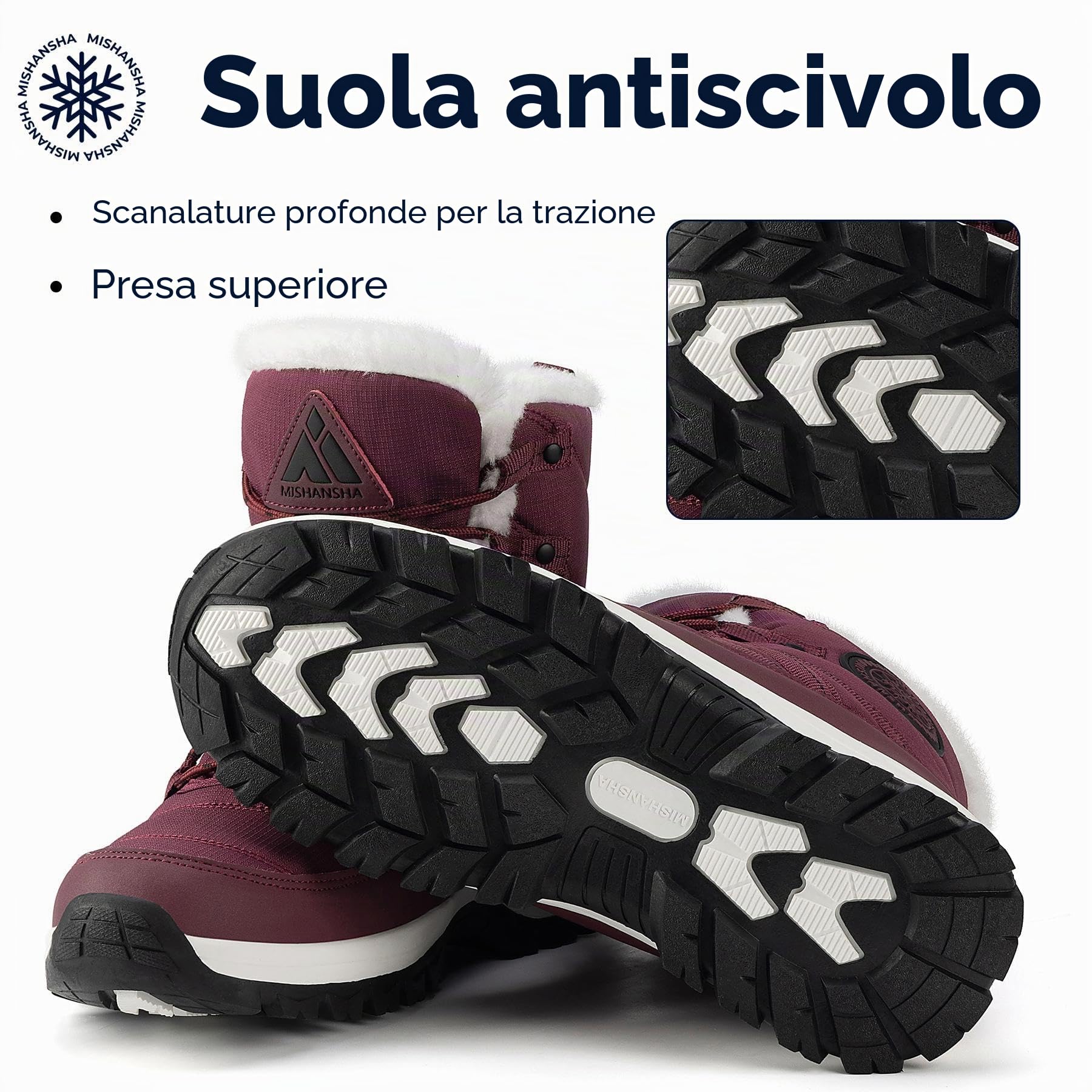 Mishansha Stivali da Neve Invernali Donna Calde Foderate Gr.36-42 EU | Scarpe Invernali,Scarpe Trekking,Scarponcini Invernali,All'Aperto,Stivaletti,Antiscivolo