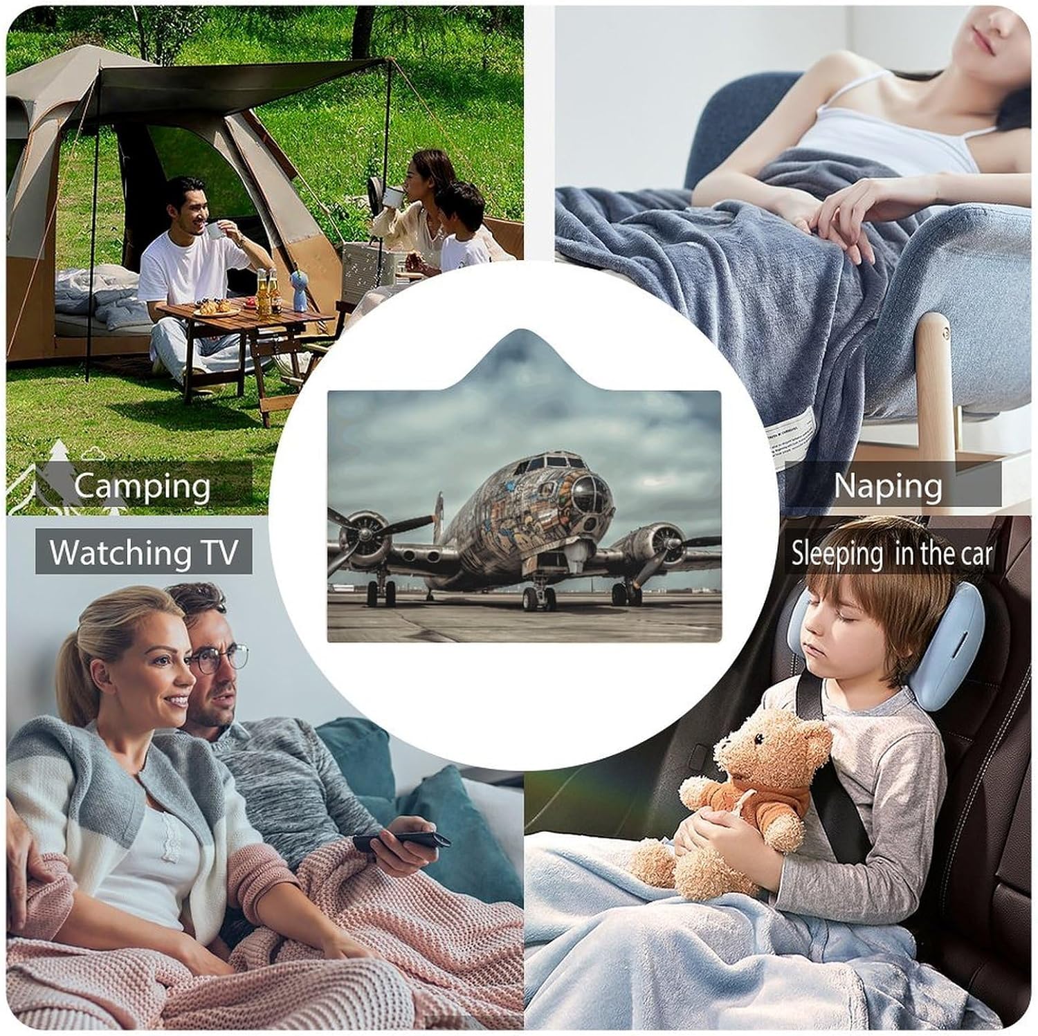 Airplane Art Wearable Hooded Blanket, Ultra Soft Arctic Velvet Cape Cloak Unisex - Cozy Wearable Blanket