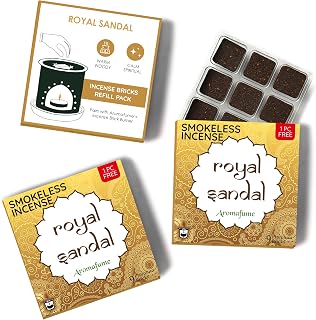 Royal Sandal Incense Bricks (3 x 9 Bricks) Refill Pack by Aromafume | Made with Sandal Flower & Sandalwood | Ideal for Prayer and Rituals | Natural, Low Smoke, Non Toxic Incense Bricks