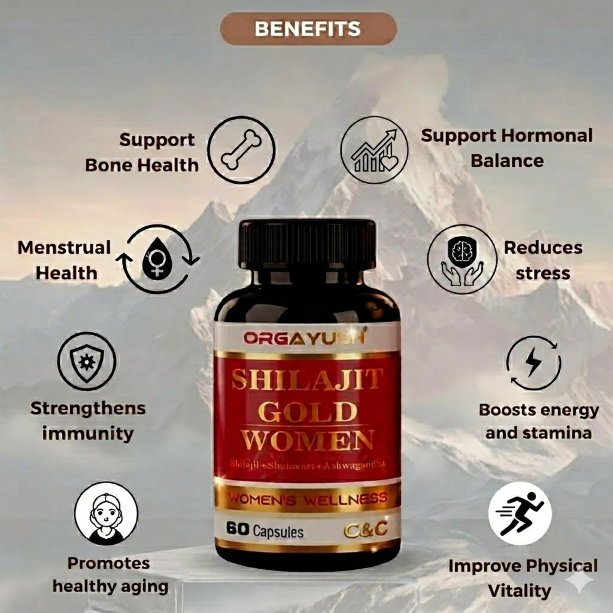 Shilajit Gold Women Capsules – Energy, Strength & Hormonal Balance Support Supplement with Himalayan Shilajit, Ashwagandha, Satavari for Immunity & Vitality (Pack of 1) — Amazon image 5
