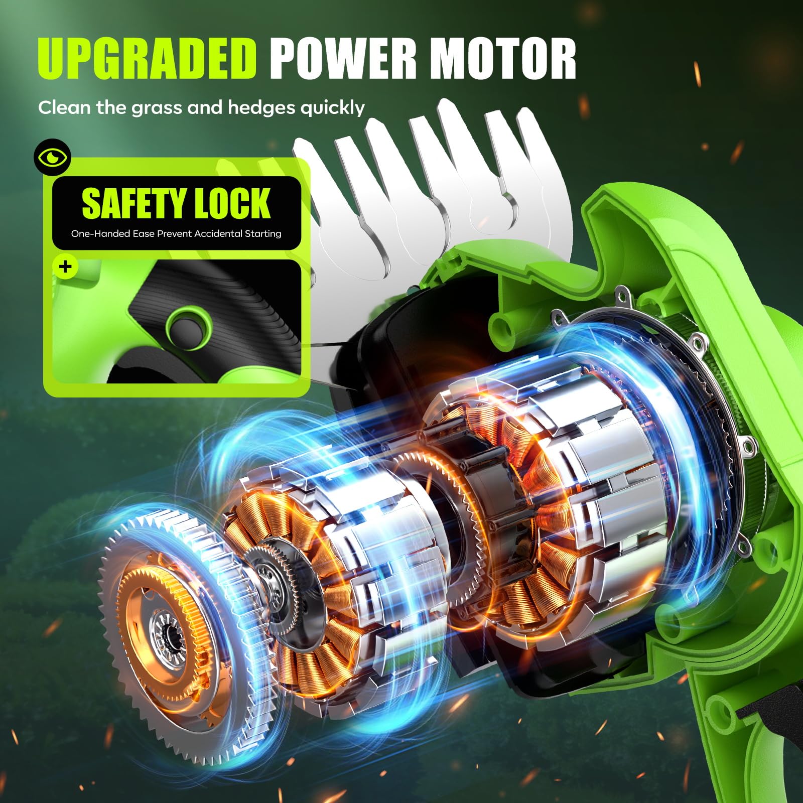 Supleap 2-in-1 600W 21V Battery-Operated Trimmer, Green view 3