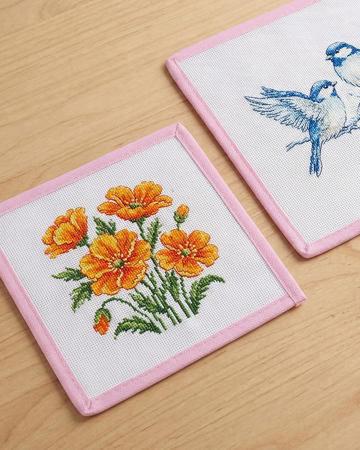 Bound Needlepoint Canvas – 3 Pcs 18 Mesh Pink Cotton Blank Canvas Set, 100% Pure Cotton with Non-Fray Edges for Needlepoint & Cross Stitch Project