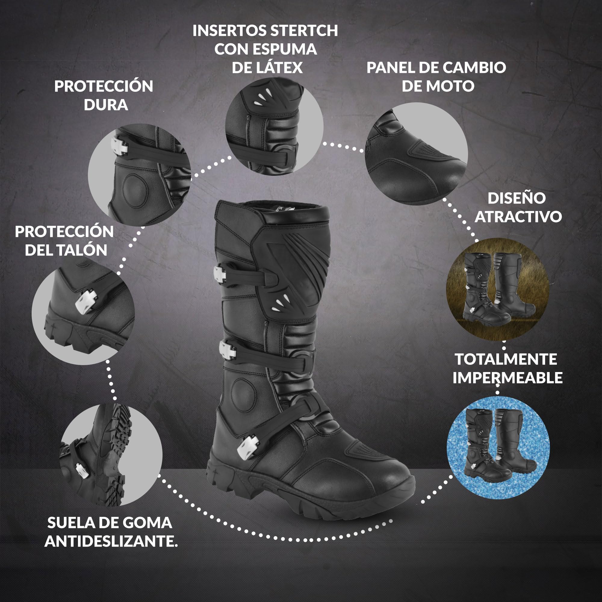 Chaussures de moto renforcées pour homme en cuir avec support pour la cheville Semelle antidérapante