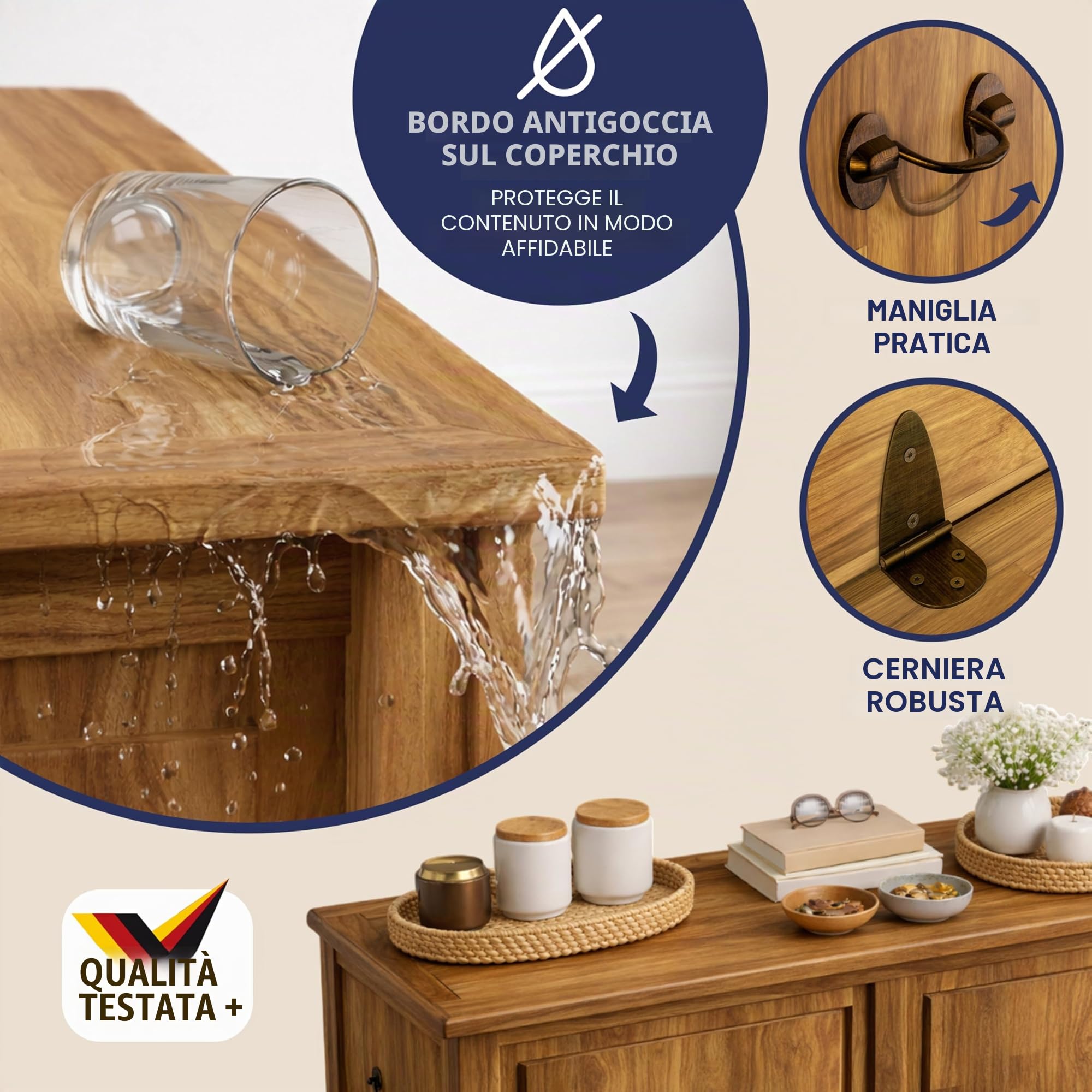 Deuba Cassapanca in Legno 85x44x48cm Vano Contenitore e Coperchio Baule Salvaspazio Pistone a Gas
