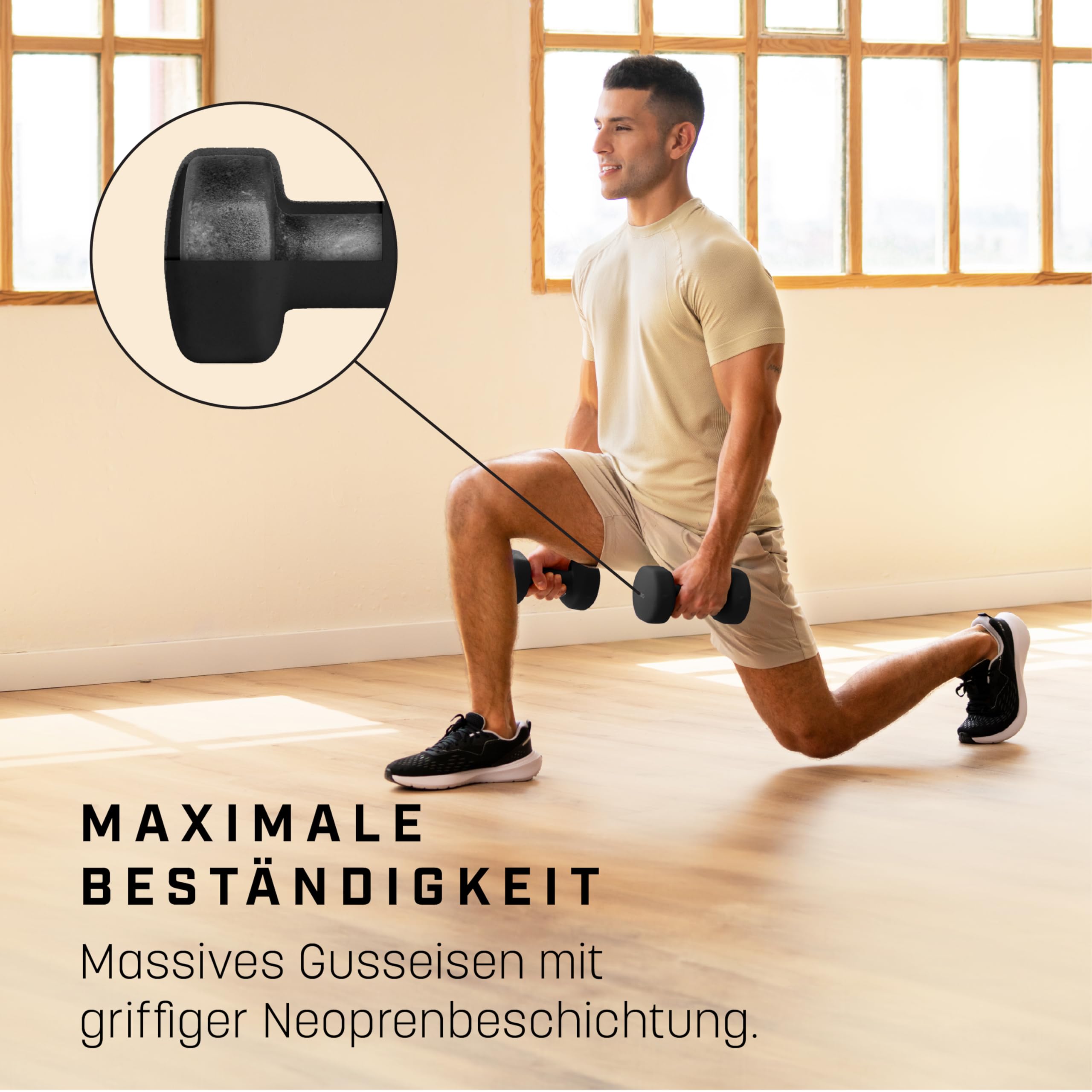 KG PHYSIO Neopren Hanteln Set - Inkl. Fitnessposter mit 32 Übungen, schweißabweisendes Kurzhanteln 2er Set aus Gusseisen, rutschfeste & griffige Fitness Gewichte für Frauen und Männer