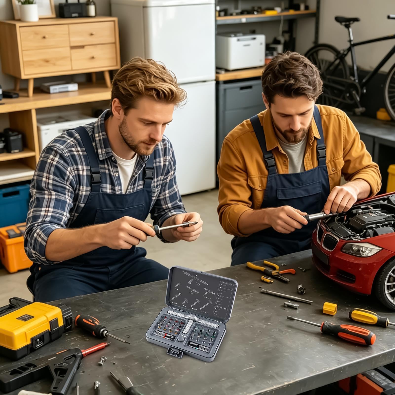 Juego de destornilladores de trinquete, herramienta de reparación magnética