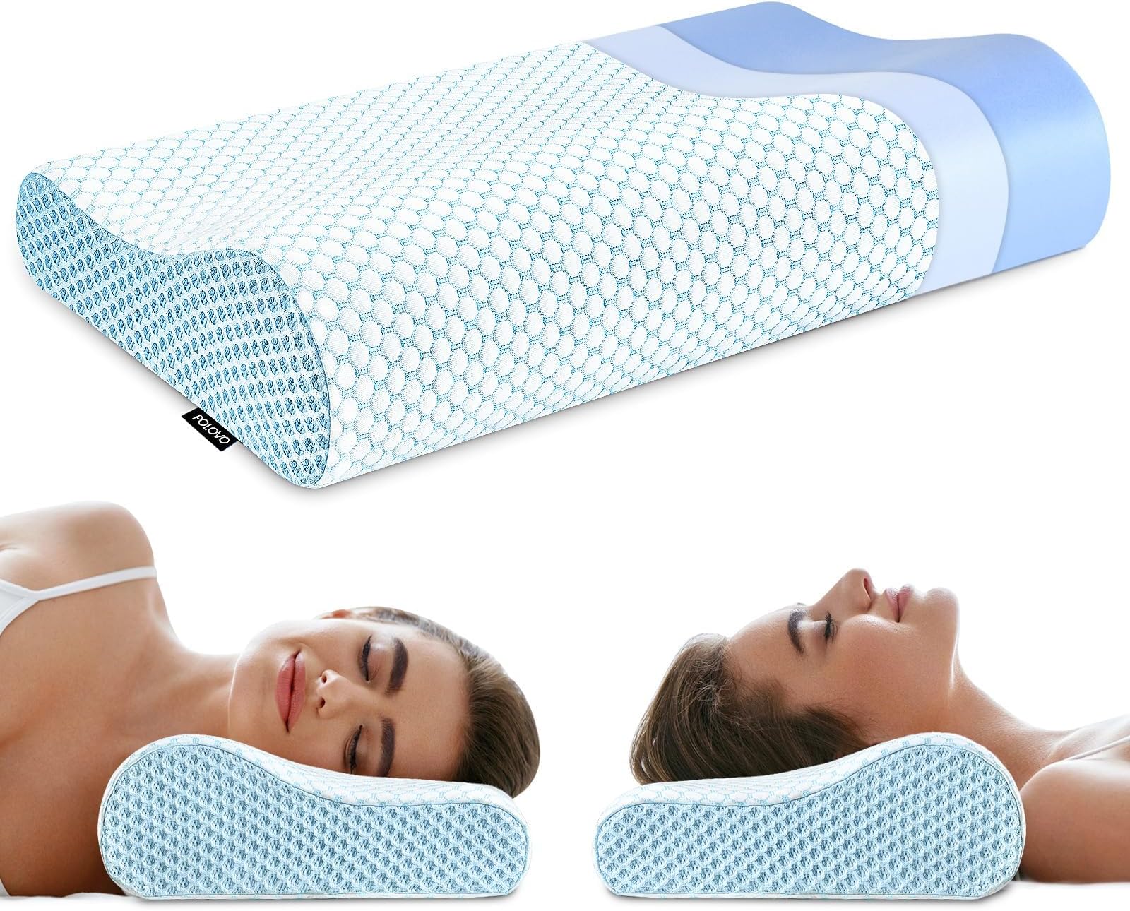 Oreiller Cervical Ergonomique En Mousse Mémoire - Pour Dormir Sur Le Dos Ou Sur Le Côté, Noir