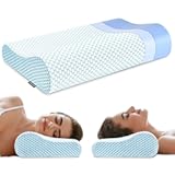 Memory Foam Bed Pillow for Sleeping&comma; Ergonomic Cervical Contour Neck Support Orthopedic Pillow for Side Back Stomach Sleeper&comma; Neck and Shoulder Pain