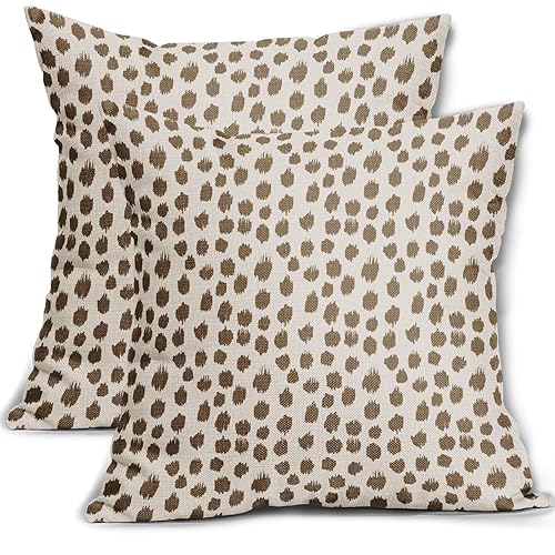 Brown Cream Pillow Covers 18x18 Set of 2 Boho Design