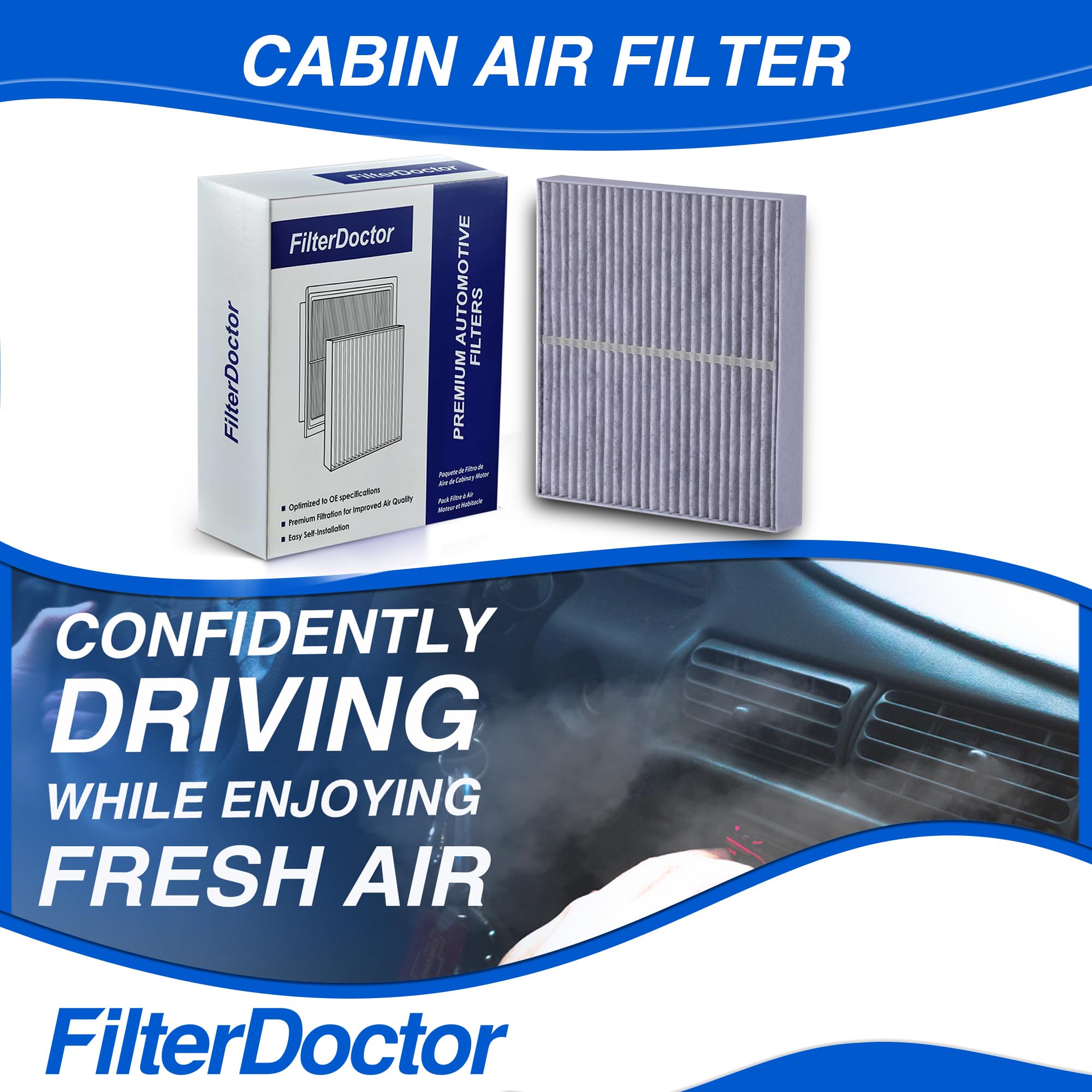 A-Premium 2-PC Cabin Air Filter With Activated Carbon Compatible With Hyundai Elantra, Elantra N, Sonata, Santa Fe, Tucson, Kona, Ioniq 5, Santa Cruz & Kia Sorento, Sportage, Niro, K5 & Genesis GV60