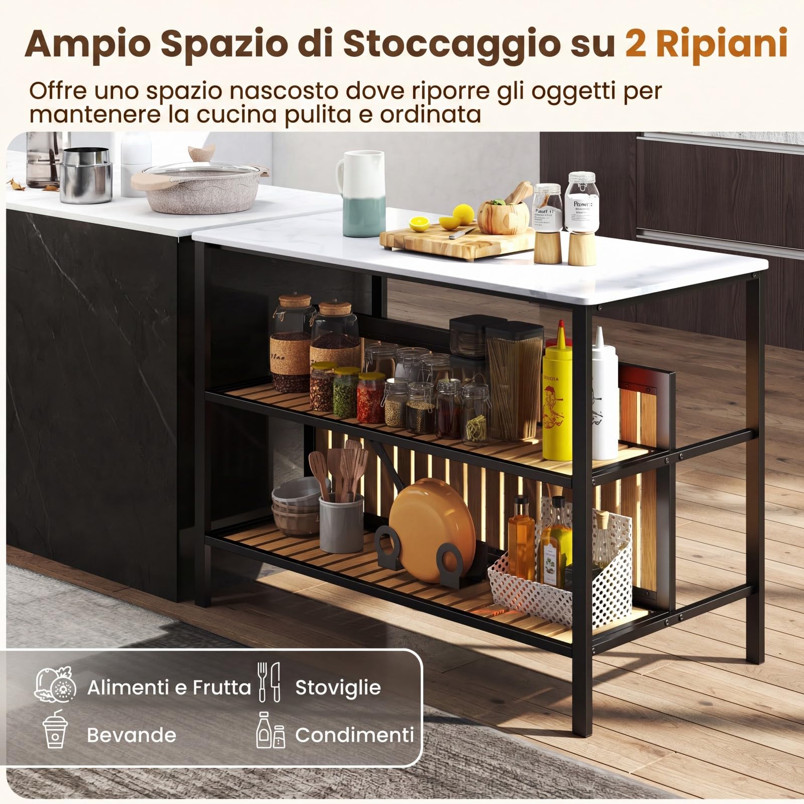 COSTWAY Isola da Cucina con Sgabelli da Bar Imbottiti