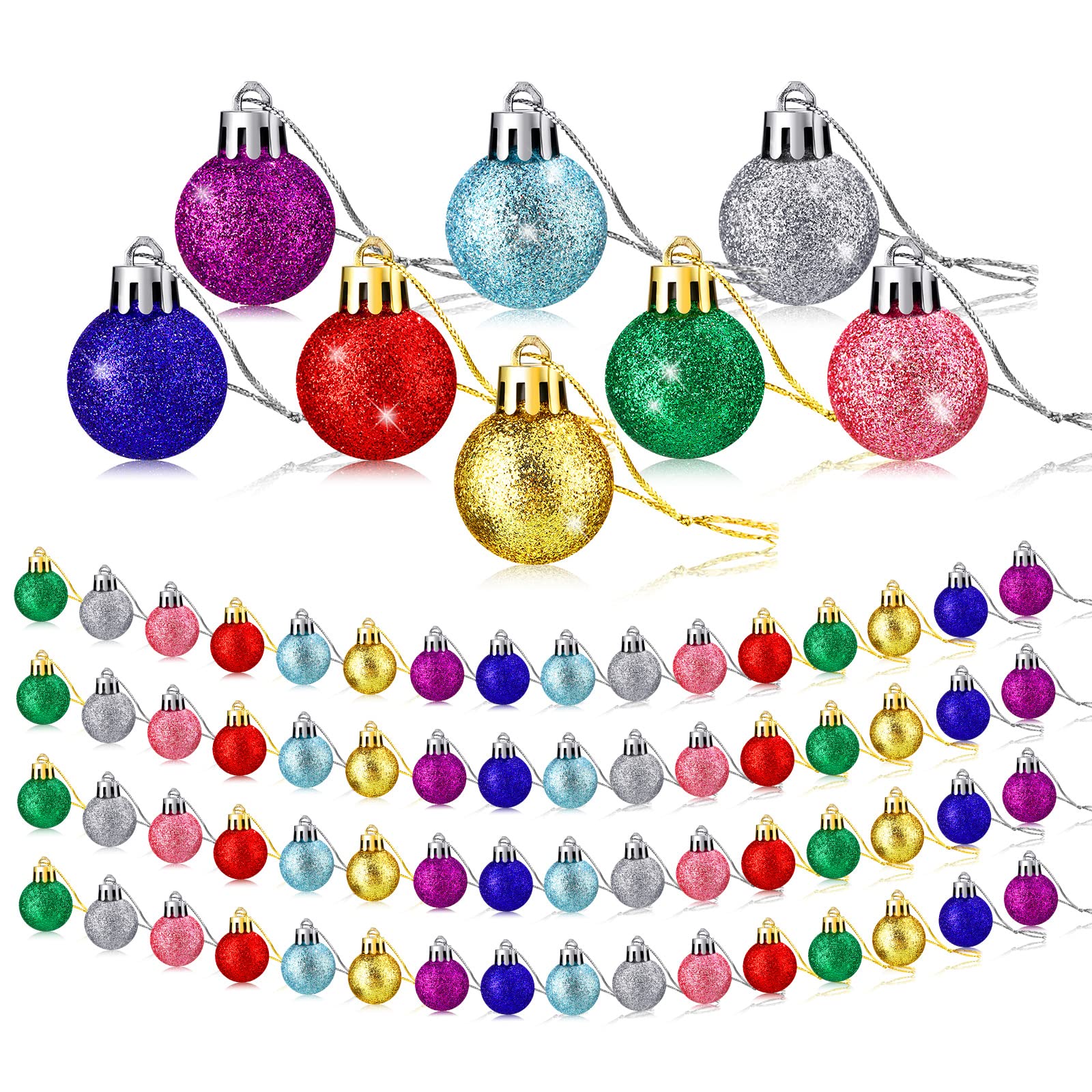 Petites boules de Noël incassables lot de 48 mini suspensions pailletées anti-casse pour enfants