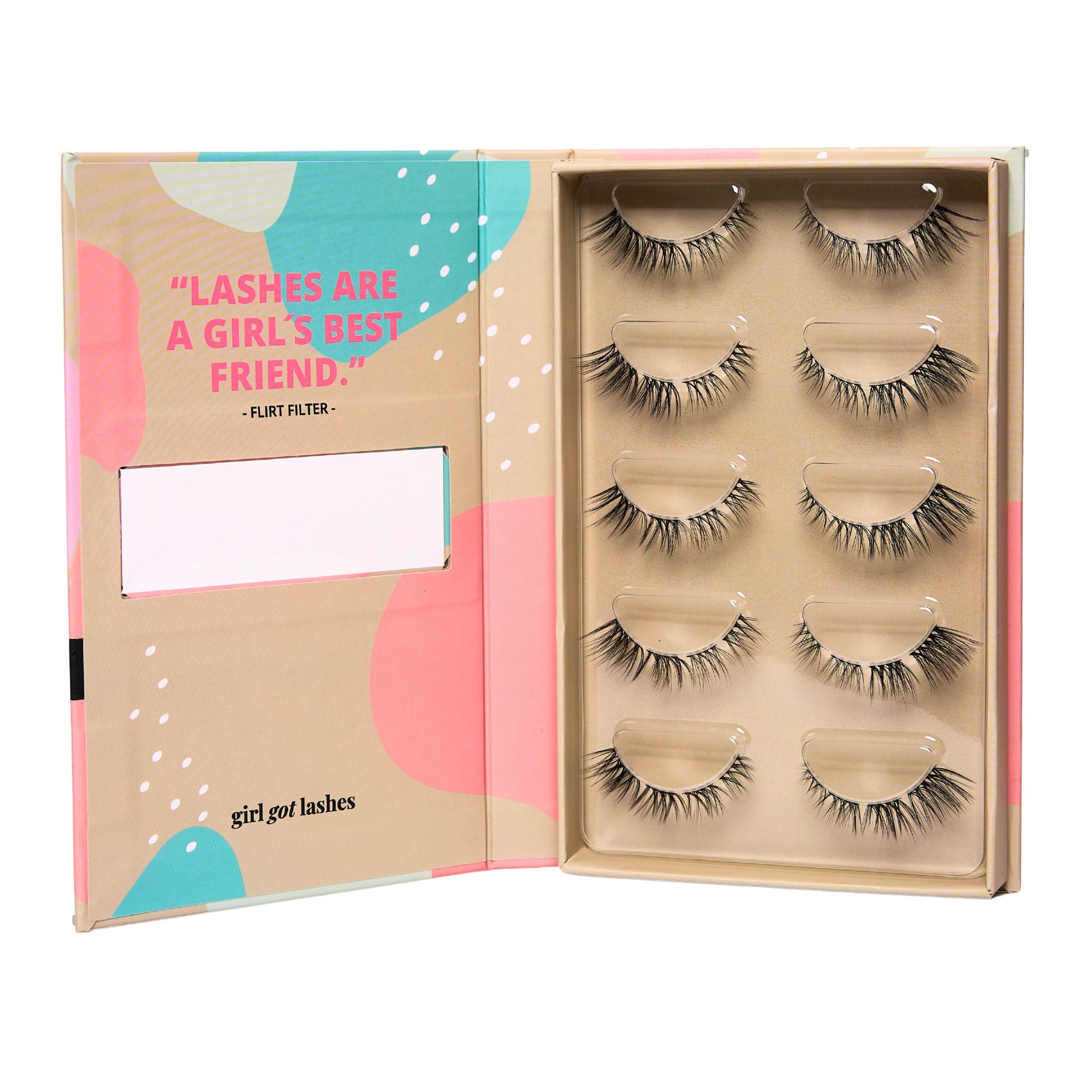 GirlGotLashes Große Boxen Flirt Filter Handgemachte Wimpernextensions Wimpernverlängerung für Zuhause 5 Wimpern-Paare Lashes mit 5-7 Tagen Halt Vegan