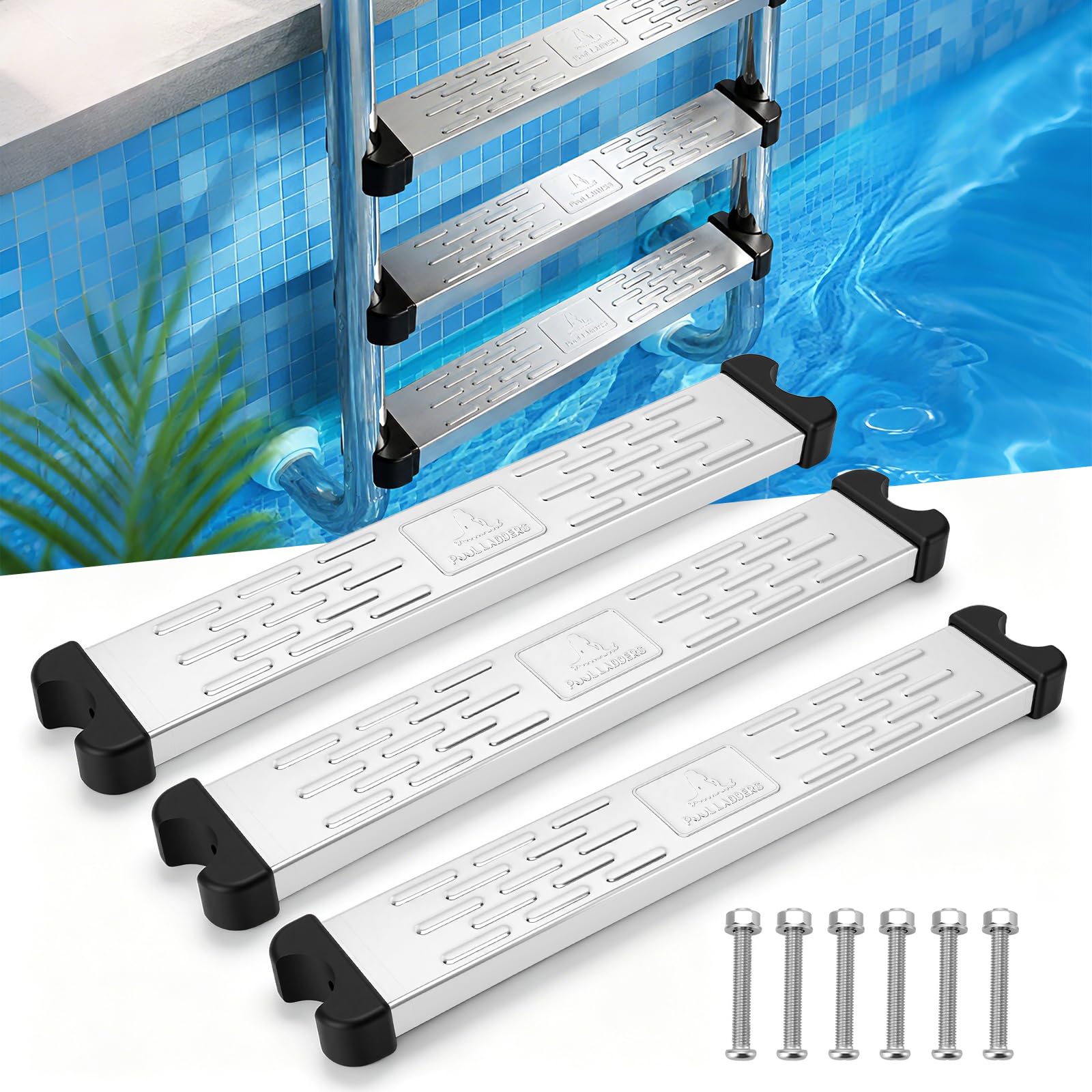 Escalones Escalera Piscina, 3 Piezas Peldaños Pedal Anti Deslizante Acero Inoxidable Escalón Antideslizante Piscina Accesorio General Antideslizante para Escalera Piezas Pedal