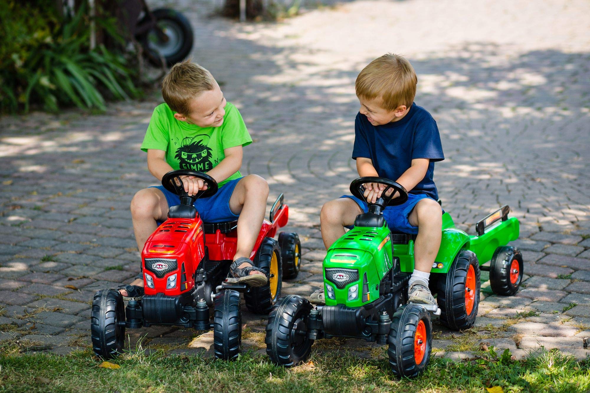 Falk – Traktor z pedałami SuperCharger z przyczepą – od 2 lat – wyprodukowany we Francji – pokrywa otwierana – pilot z kierownicą z klaksonem, 2030AB