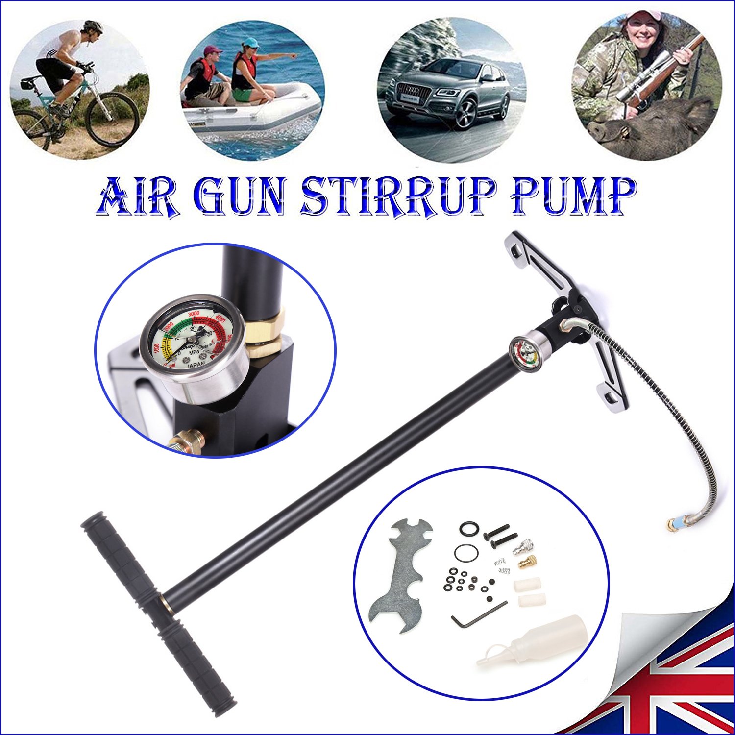 Buy AutoBaBa 3 Stage Stirrup Charger PCP Hand Pump Air Air Filter Gauge