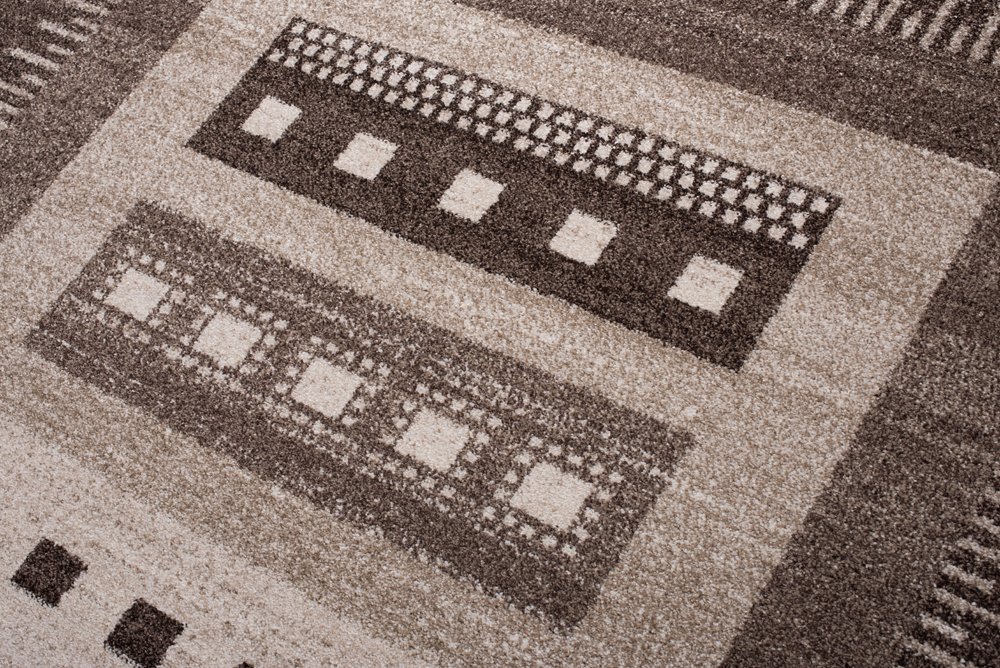 TAPISO Sari Alfombra de Pelo Corto Suave Diseño Moderno Beige Oscuro Ikat Abstracto Alfombra de Salón Dormitorio Habitación Comedor Oeko-Tex 180 x 260 cm