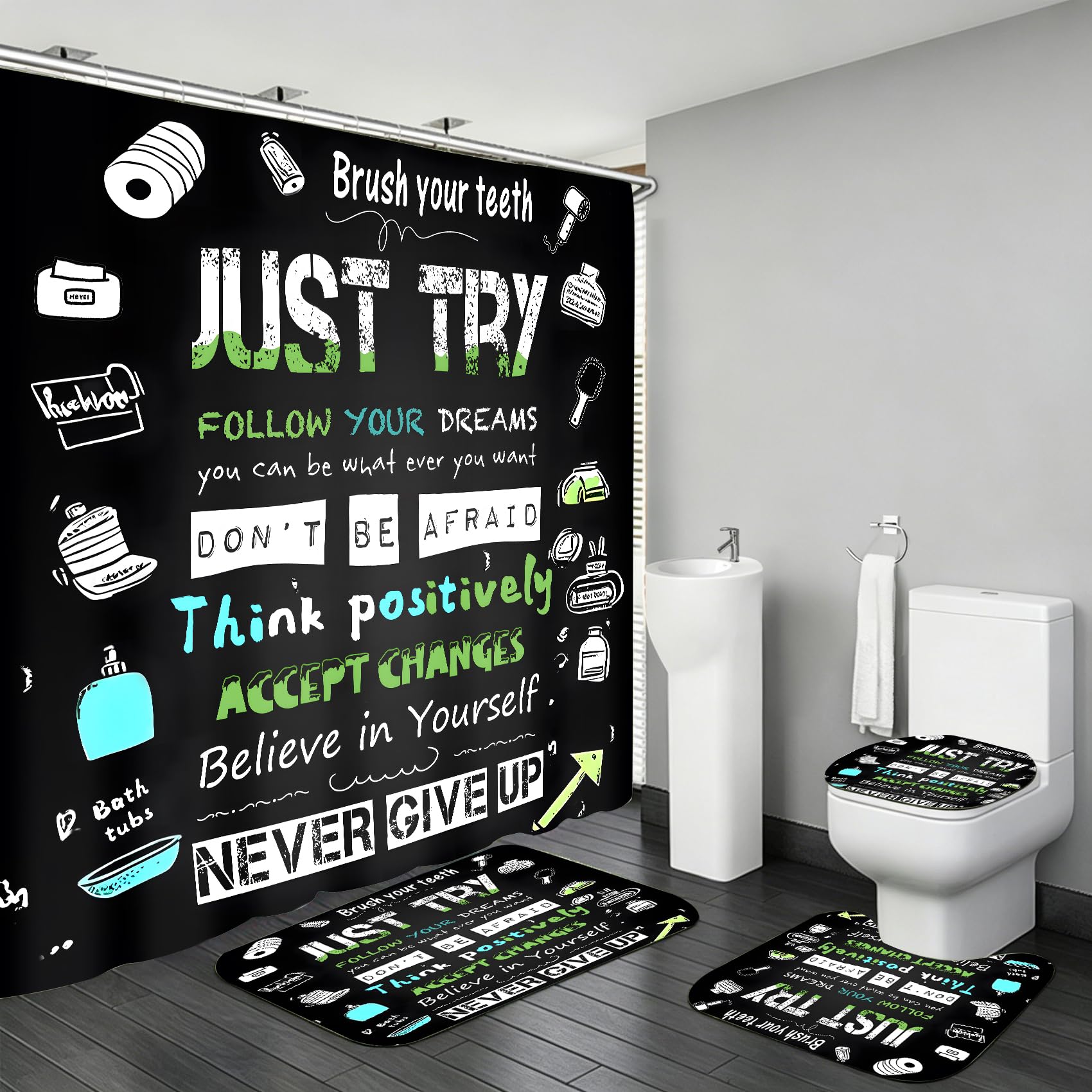 AZHM Black Inspirational Quotes Set