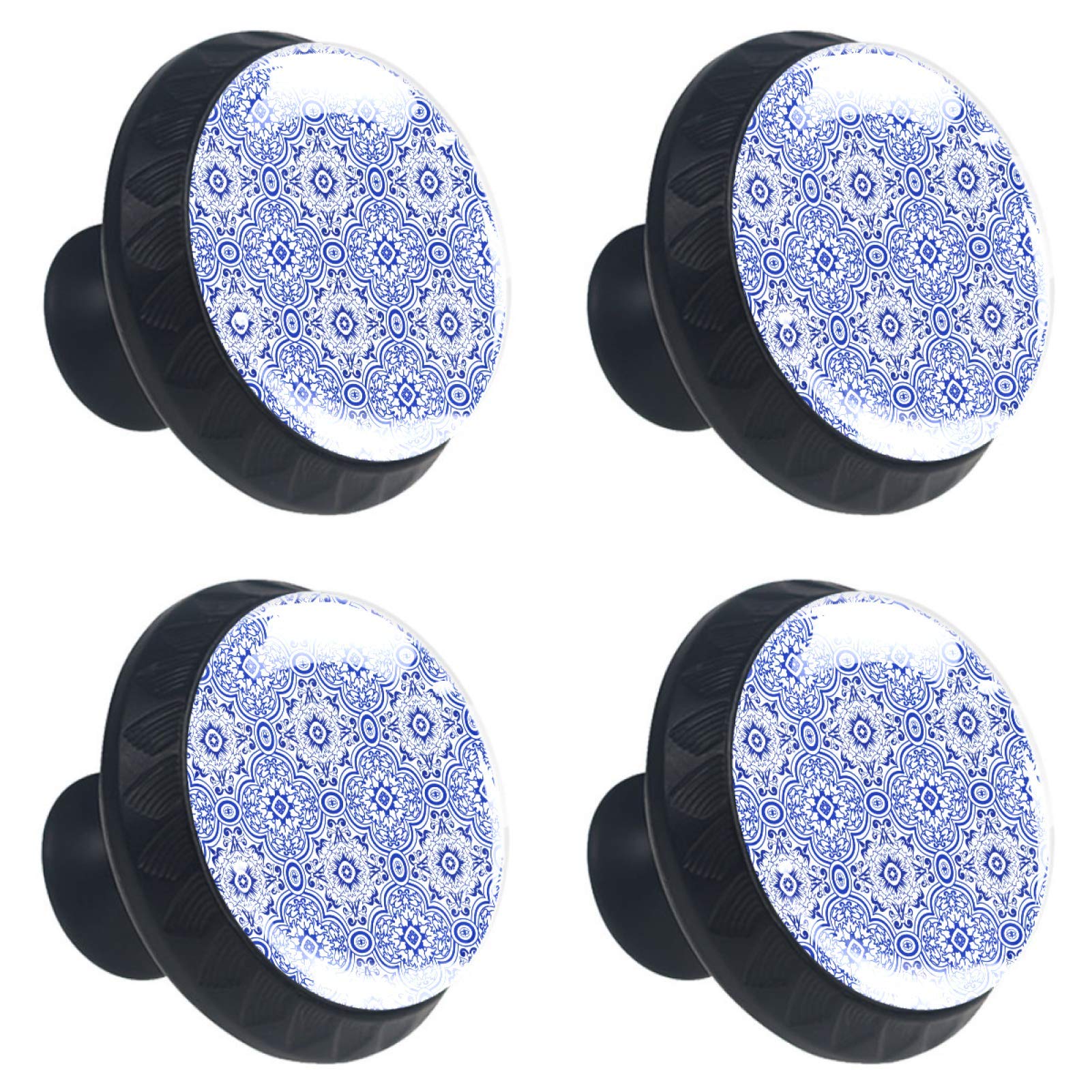 Boutons en cristal de verre bleu 30mm au design géométrique raffiné
