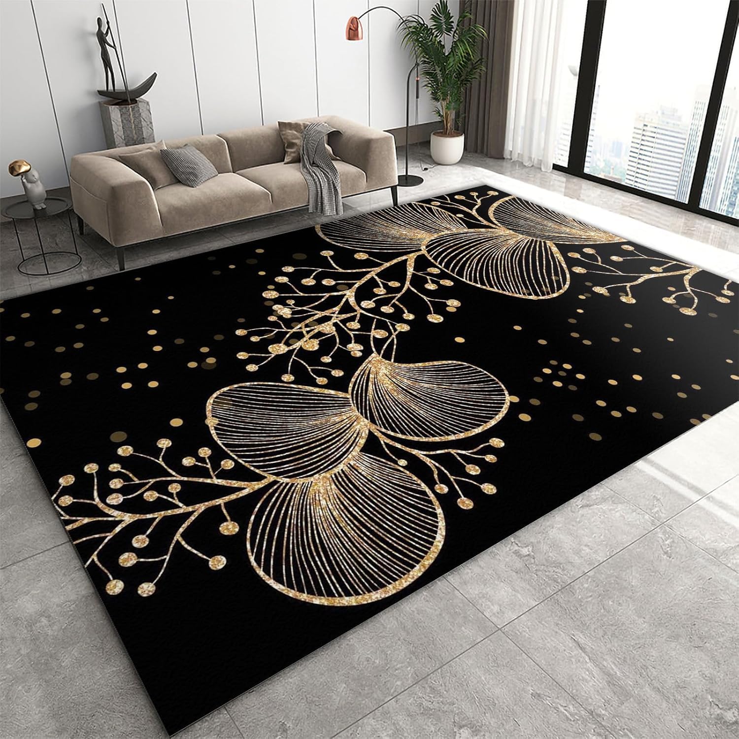 Tapis salon moderne 3D végétal pour une chambre ado dynamique