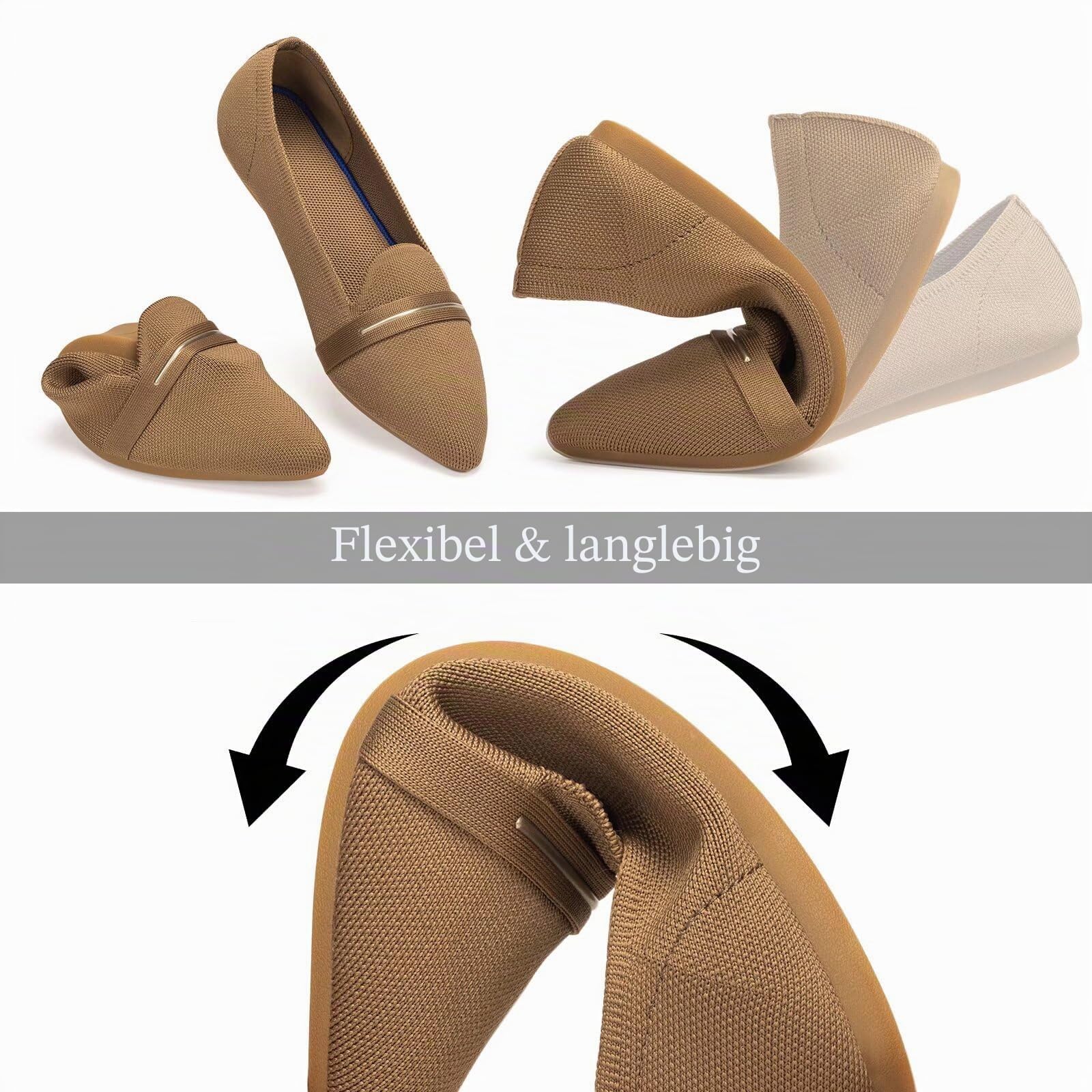 Frank Mully Damen-Loafer, lässig, flach, bequem, aus Strick, Klassische Loafer mit spitzer Zehenpartie, für Arbeit und Reisen
