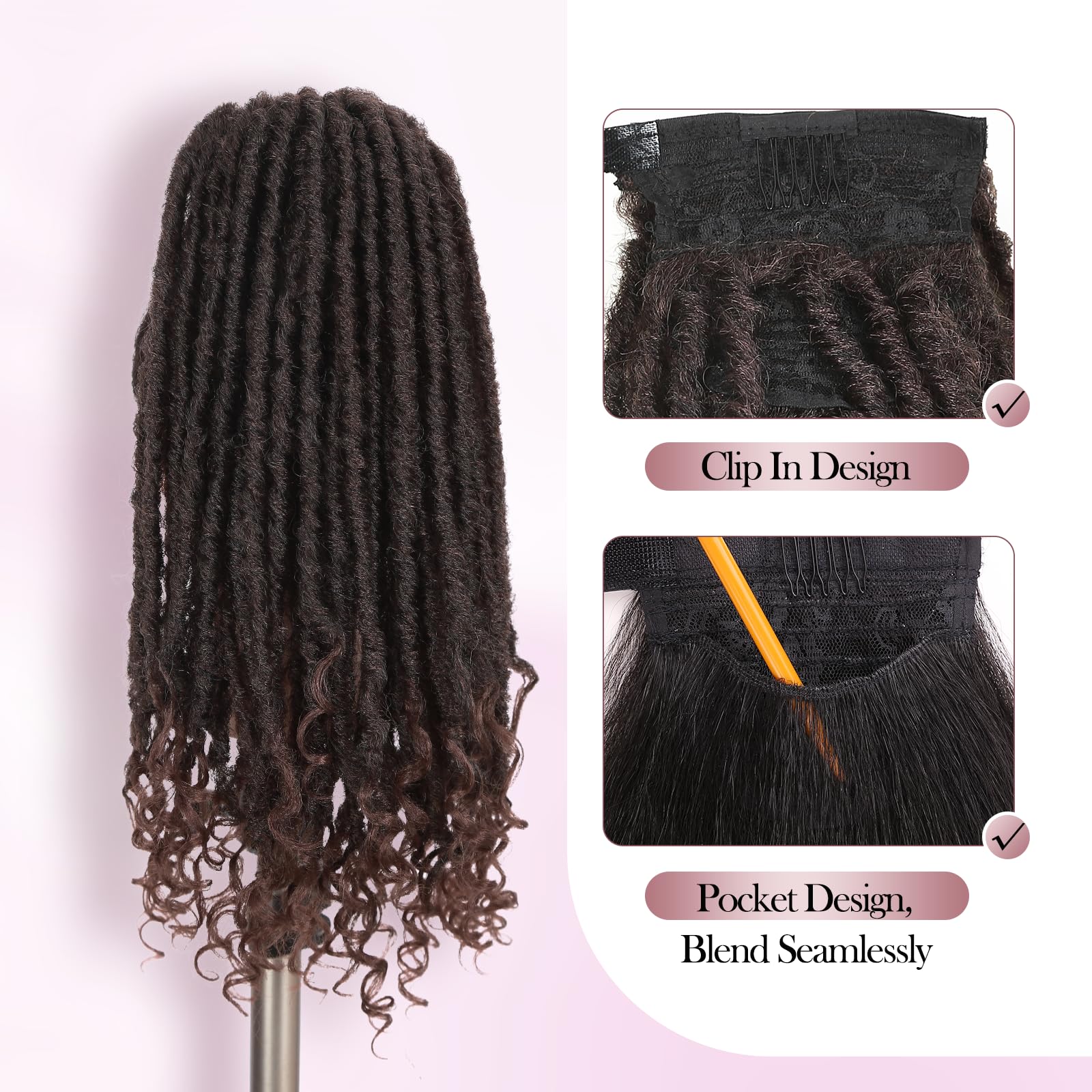 Clip In Dreadlock Twisted Ponytail Synthetic Faux Locs Natural Look Amazon.com : SCENTW Dreadlock Ponytail Extensions for Women  main image 4